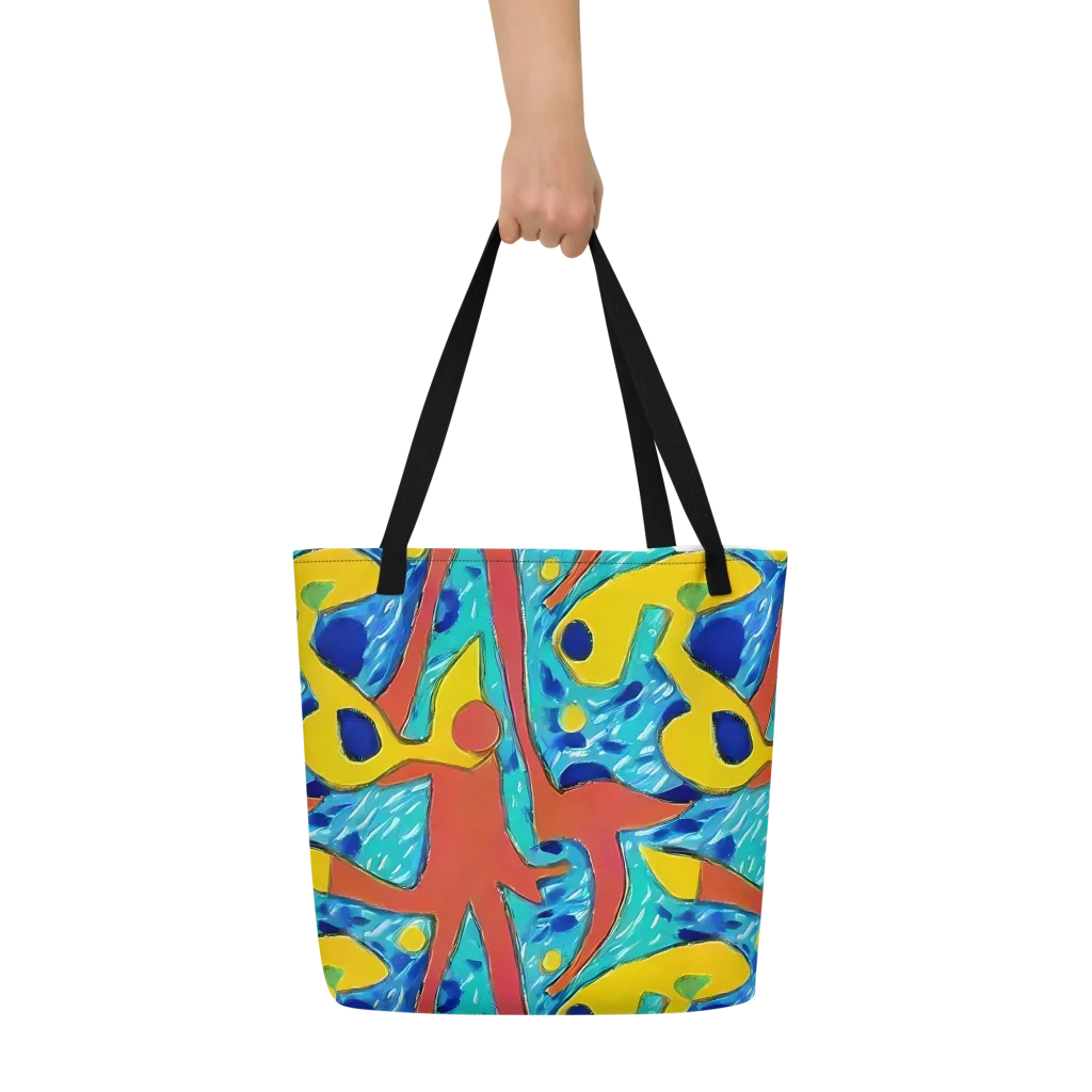 Aqua Uproar on Large Tote Bag W/ Pocket — Front
