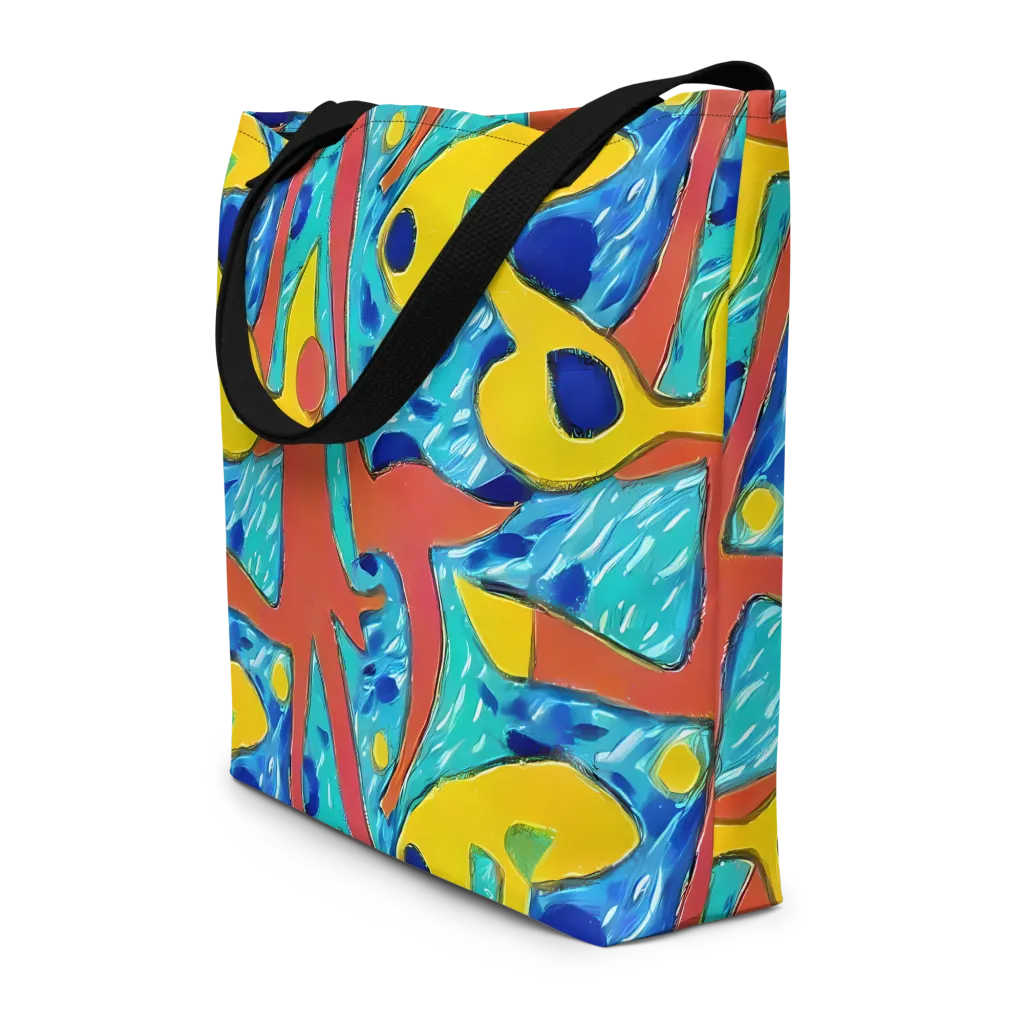 Aqua Uproar on Large Tote Bag W/ Pocket — Front