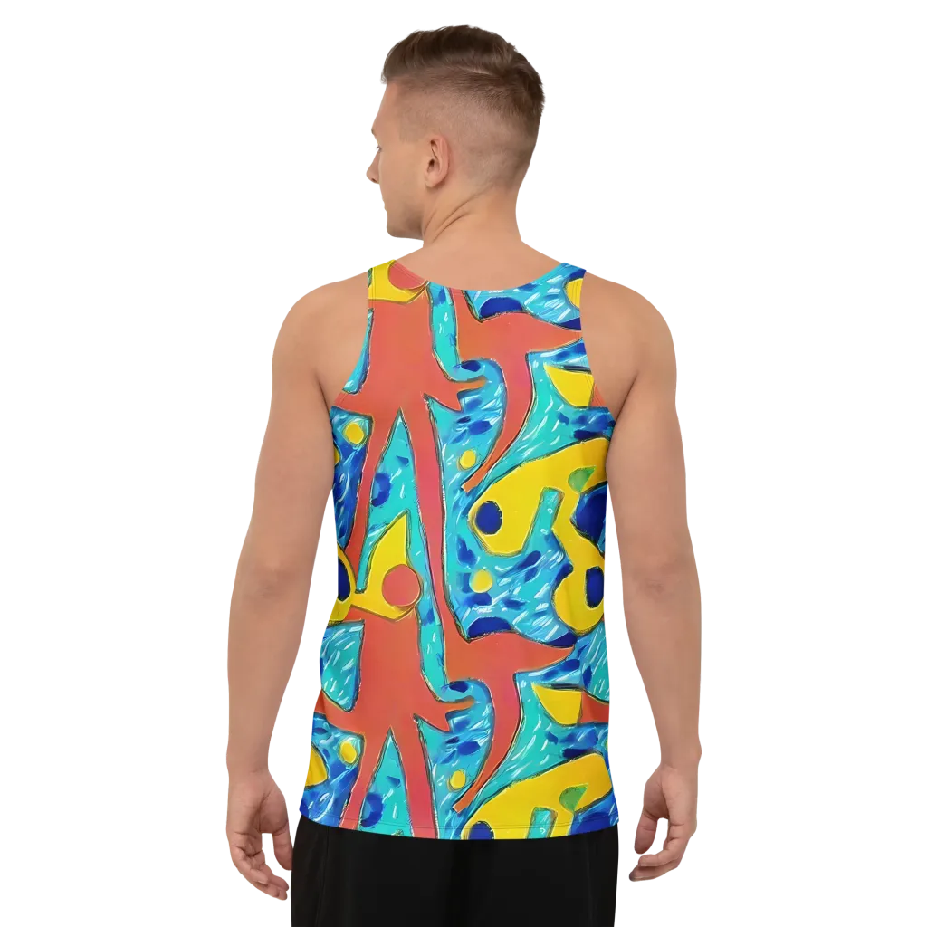 Aqua Uproar on Men's Tank Top — Back