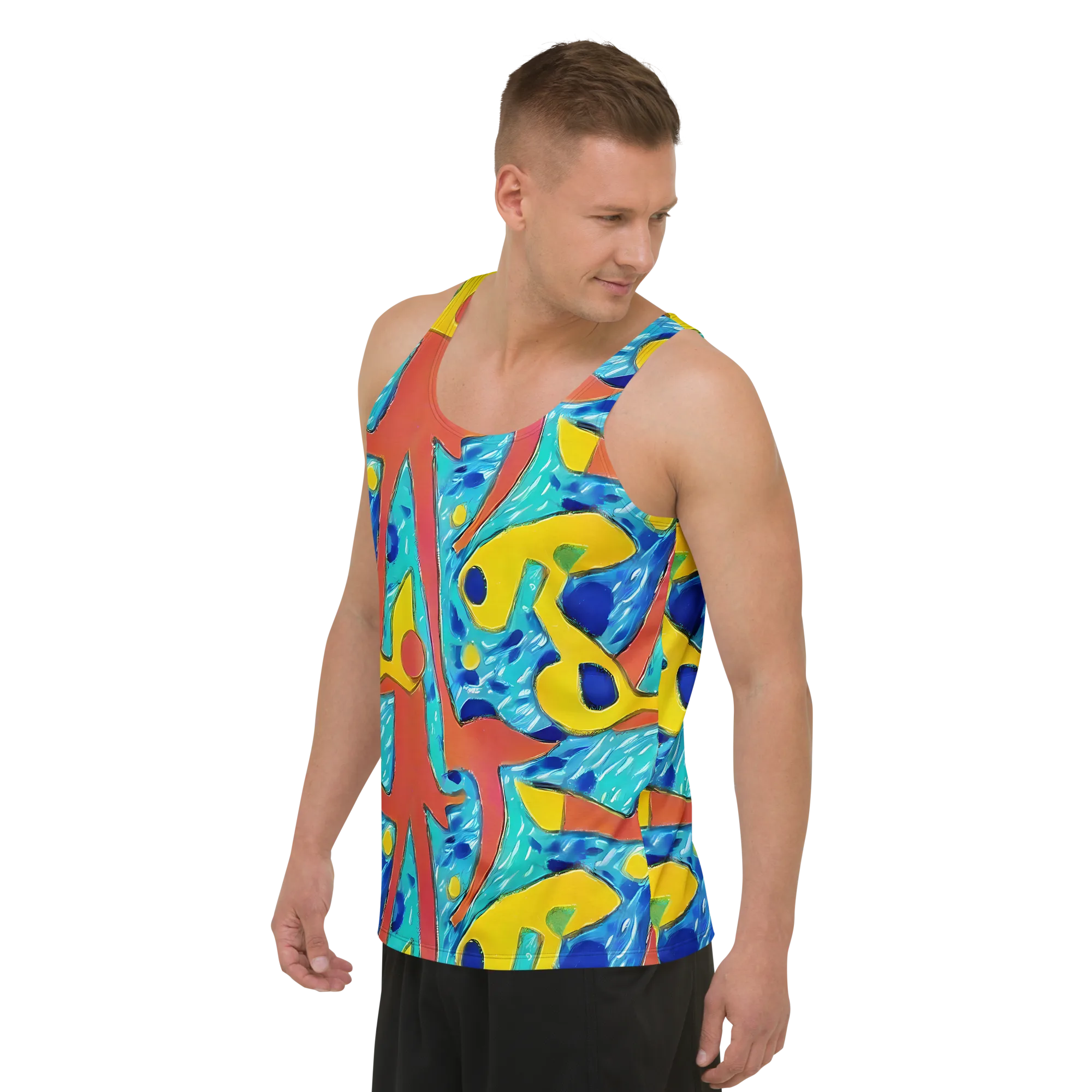 Aqua Uproar on Men's Tank Top — Left Front