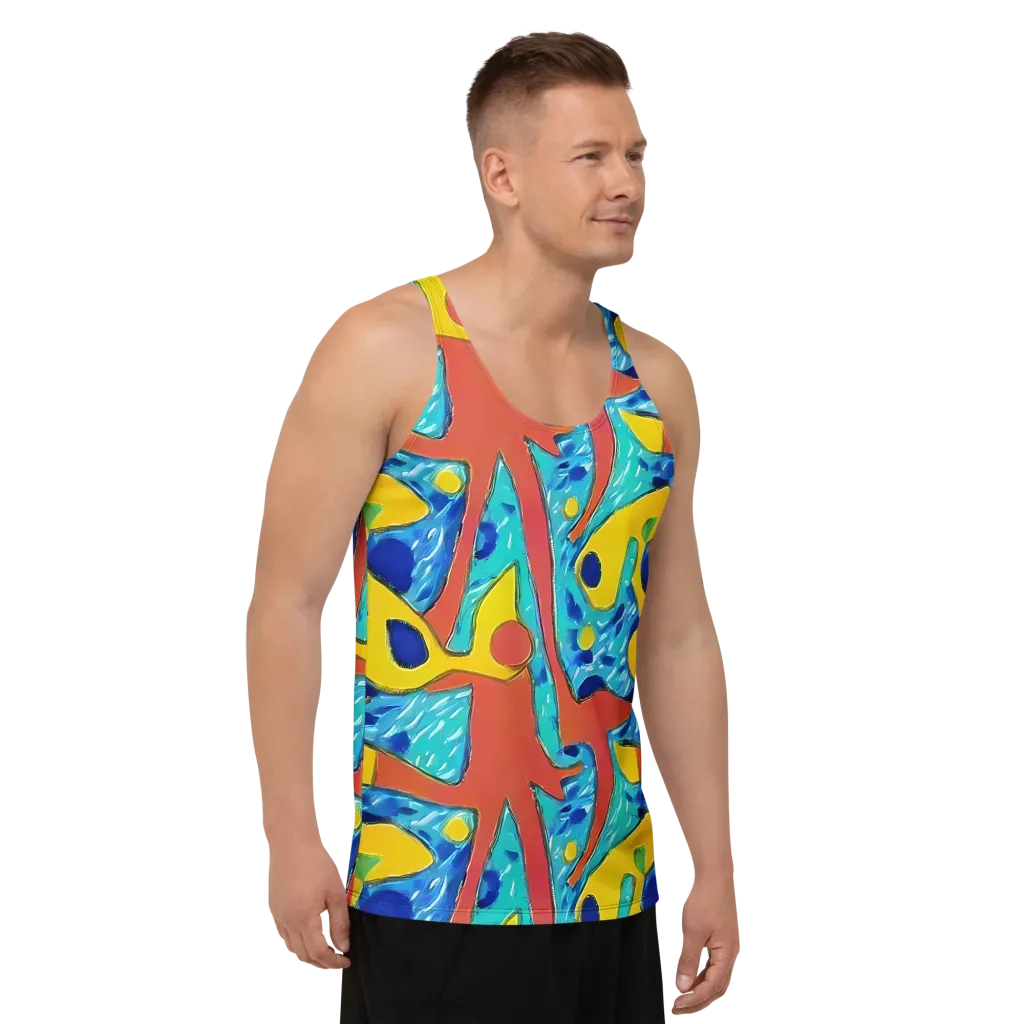 Aqua Uproar on Men's Tank Top — Right Front