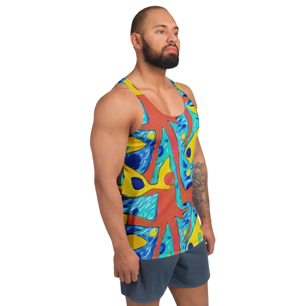 Aqua Uproar on Men's Tank Top — Right Front