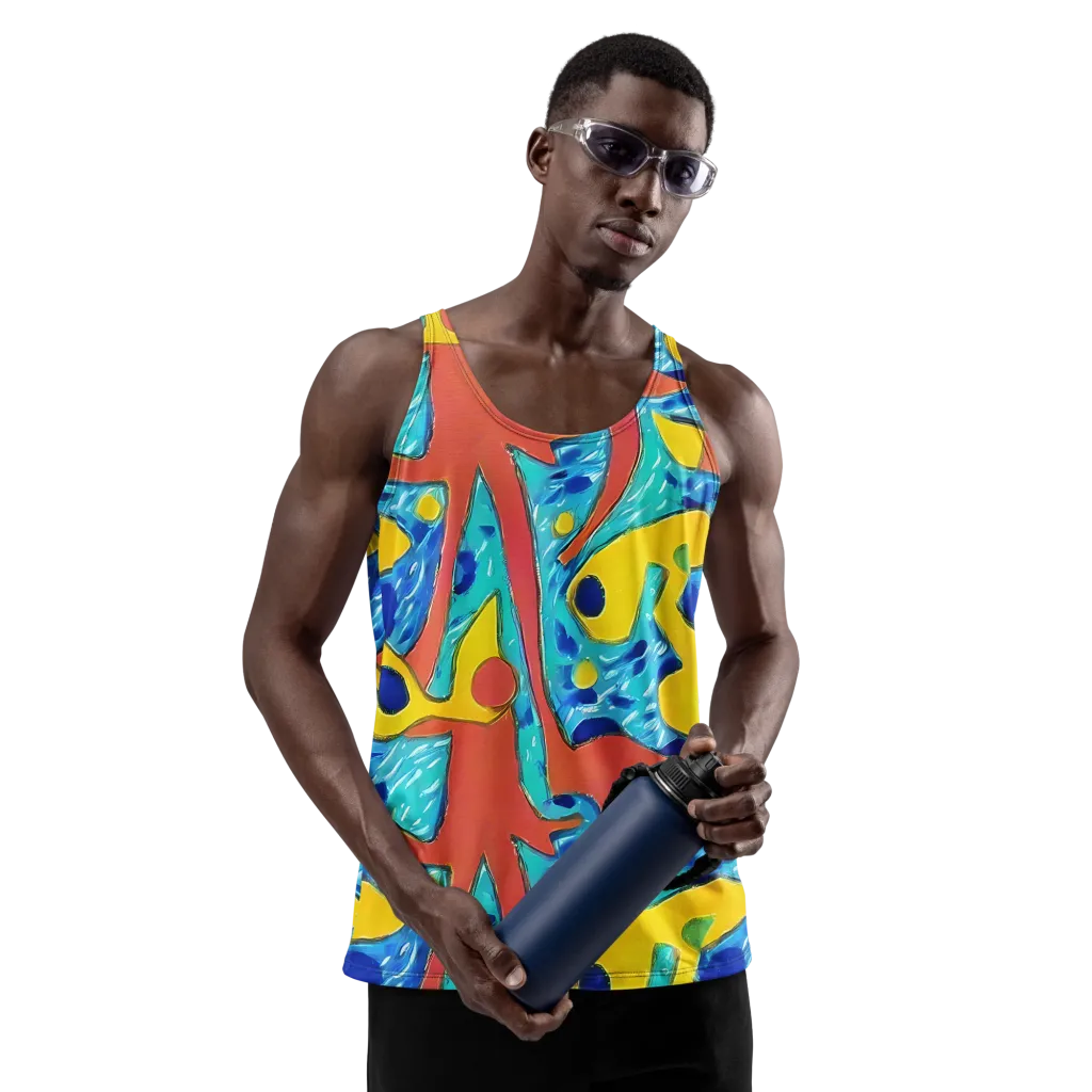 Aqua Uproar on Men's Tank Top — Front