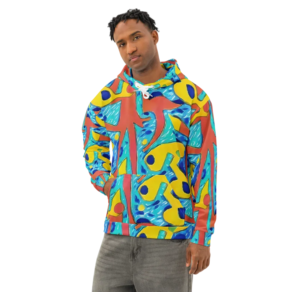 Aqua Uproar on Cotton Hoodie — Left Front