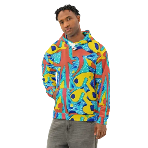 Aqua Uproar on a Cotton Hoodie