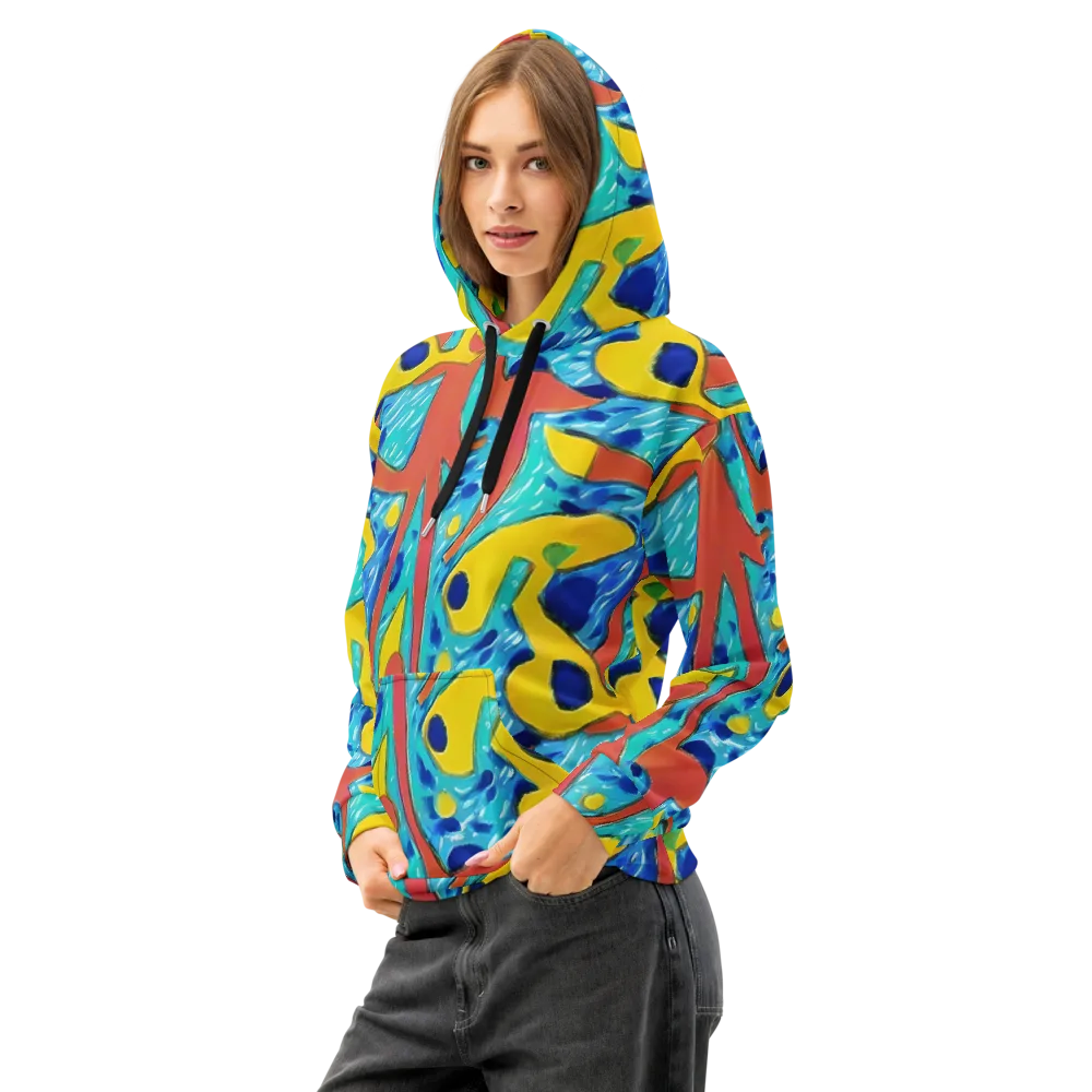 Aqua Uproar on Cotton Hoodie — Left Front