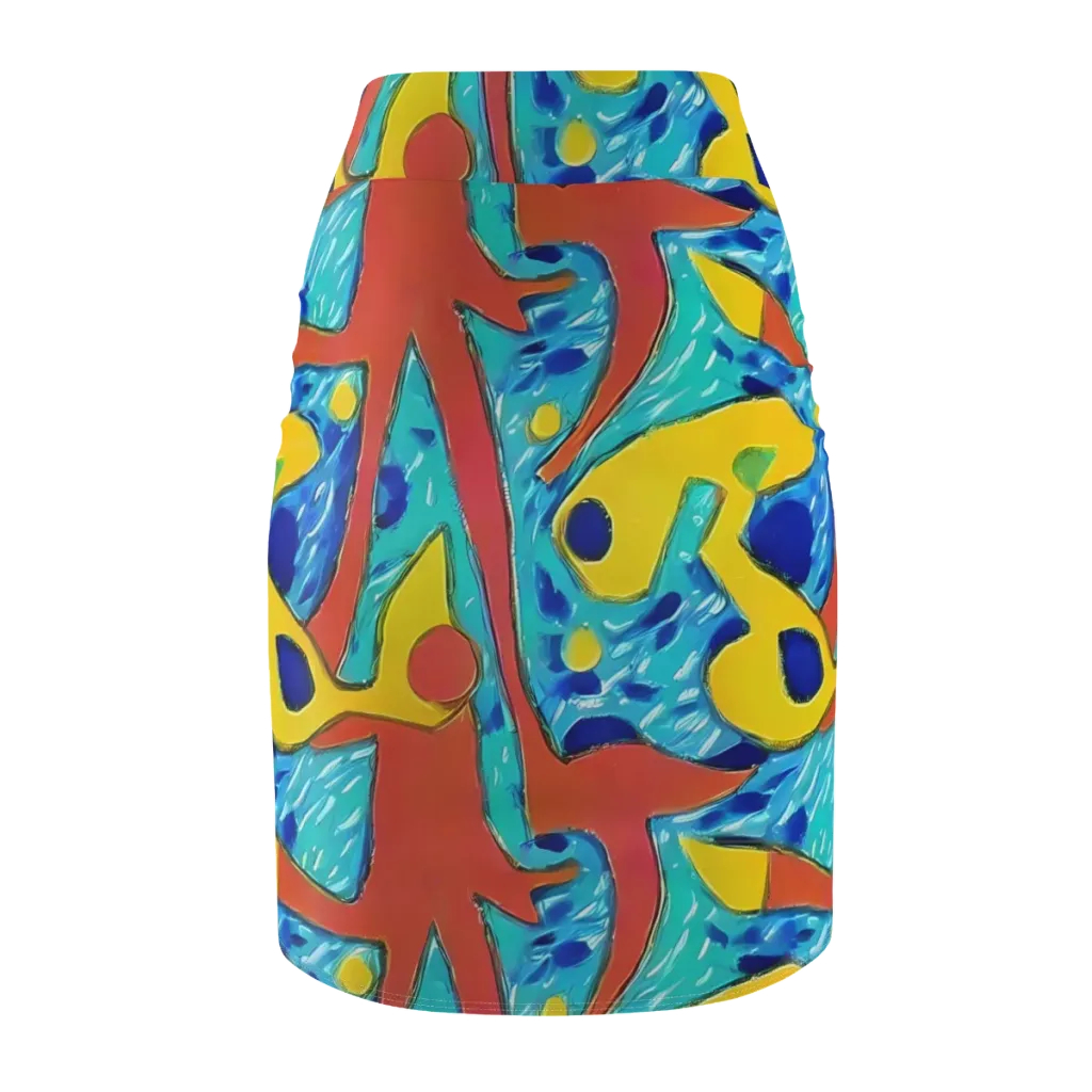 Aqua Uproar on Pencil Skirt — Back