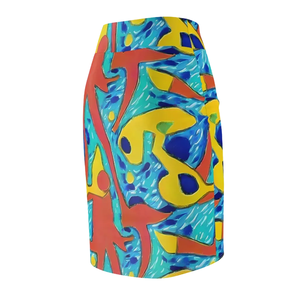 Aqua Uproar on Pencil Skirt — Back Side