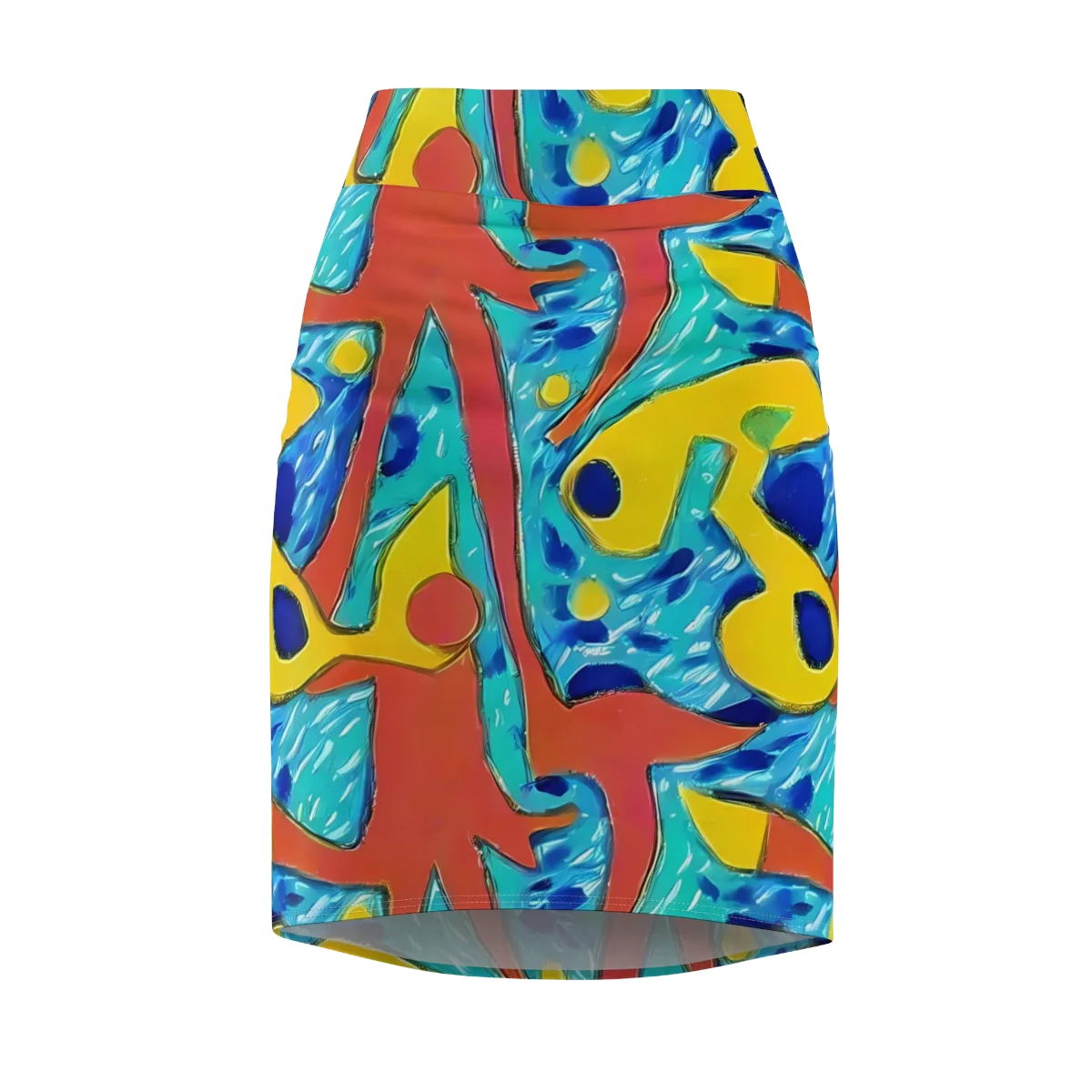 Aqua Uproar on Pencil Skirt — Front