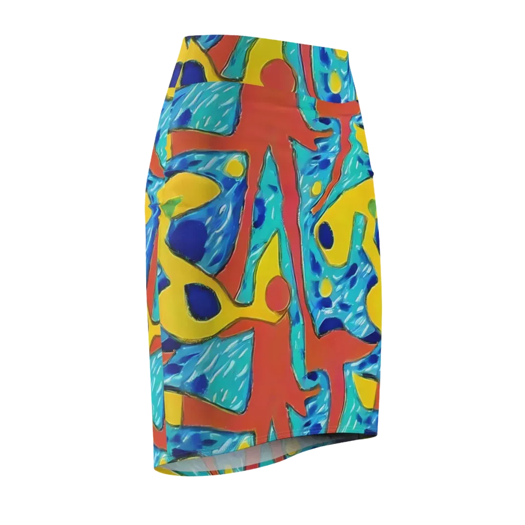 Aqua Uproar on Pencil Skirt — Front Side