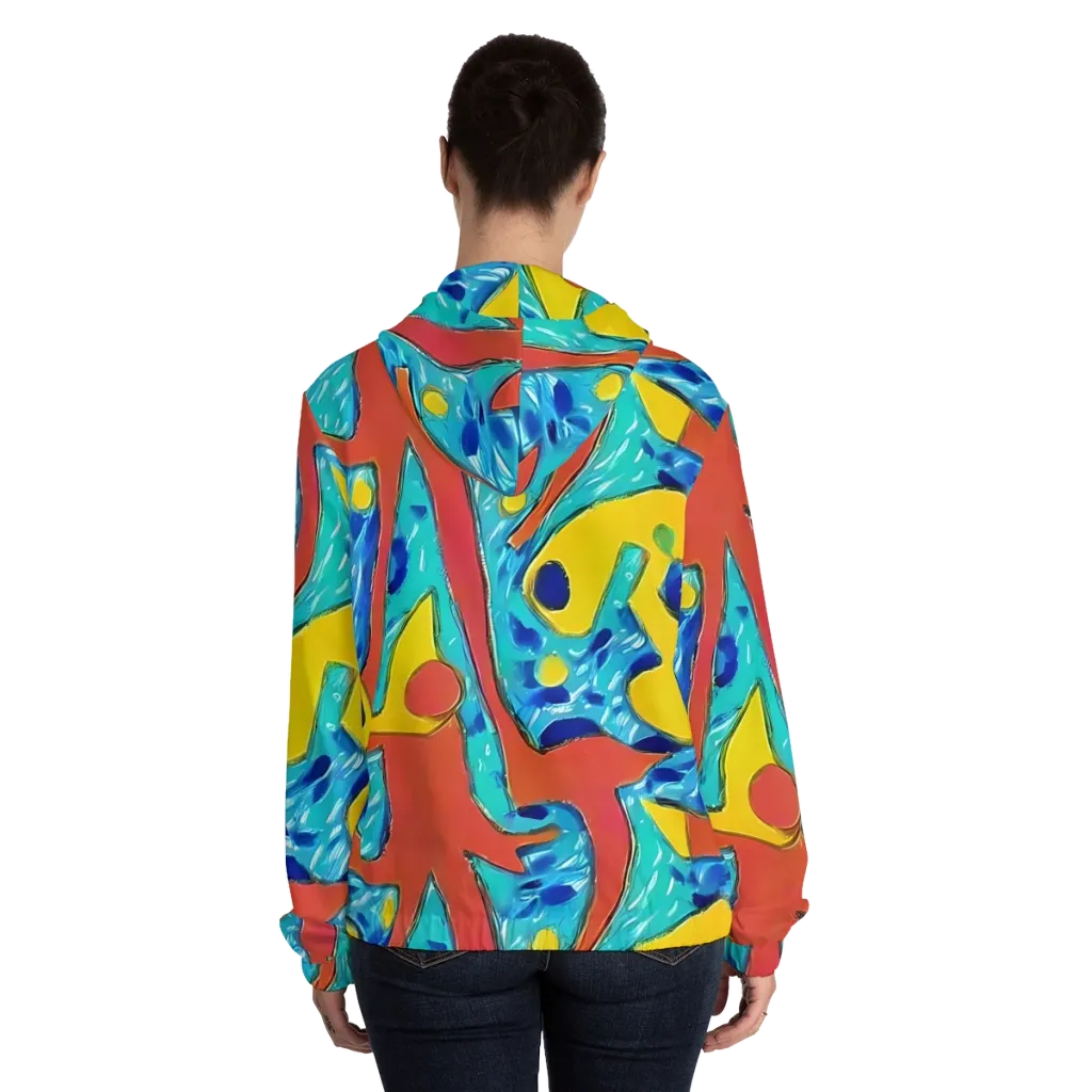 Aqua Uproar on Women's Full-Zip Hoodie — Back On Person