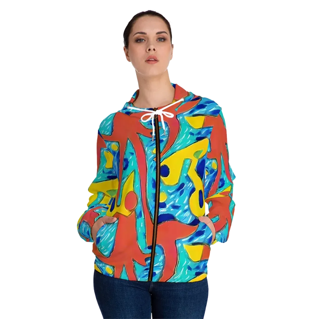 Aqua Uproar on Women's Full-Zip Hoodie — Front On Person