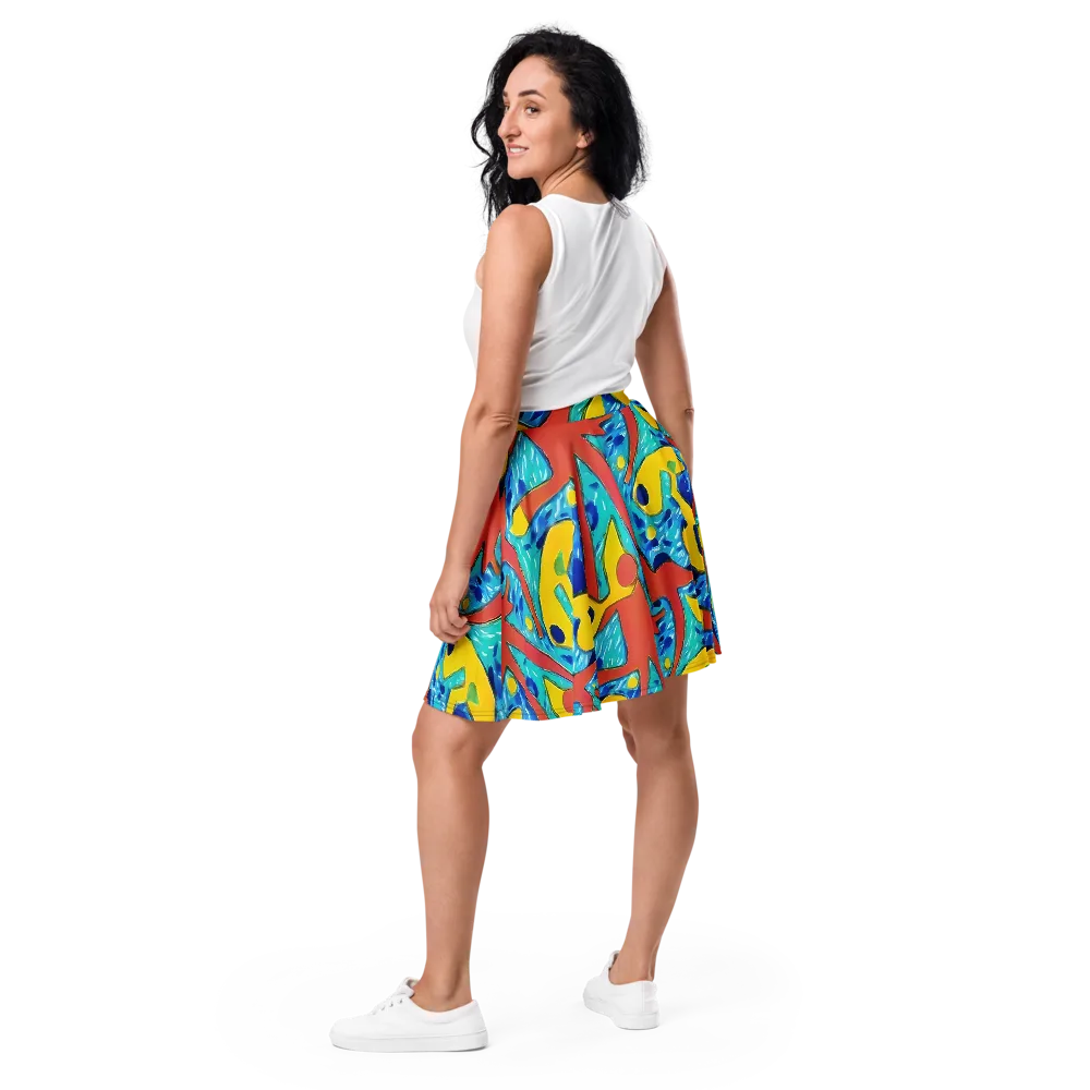 Aqua Uproar on Skater Skirt — Back