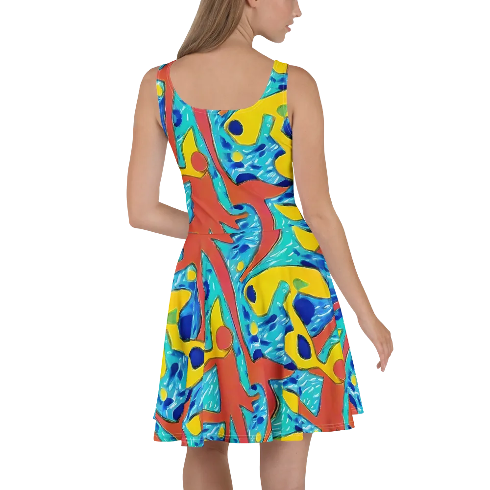 Aqua Uproar on Skater Dress — Back