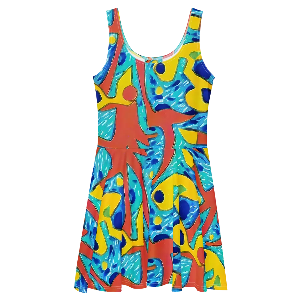 Aqua Uproar on Skater Dress — Front