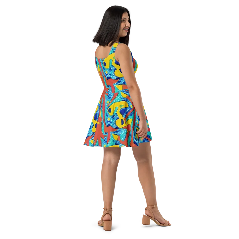 Aqua Uproar on Skater Dress — Right
