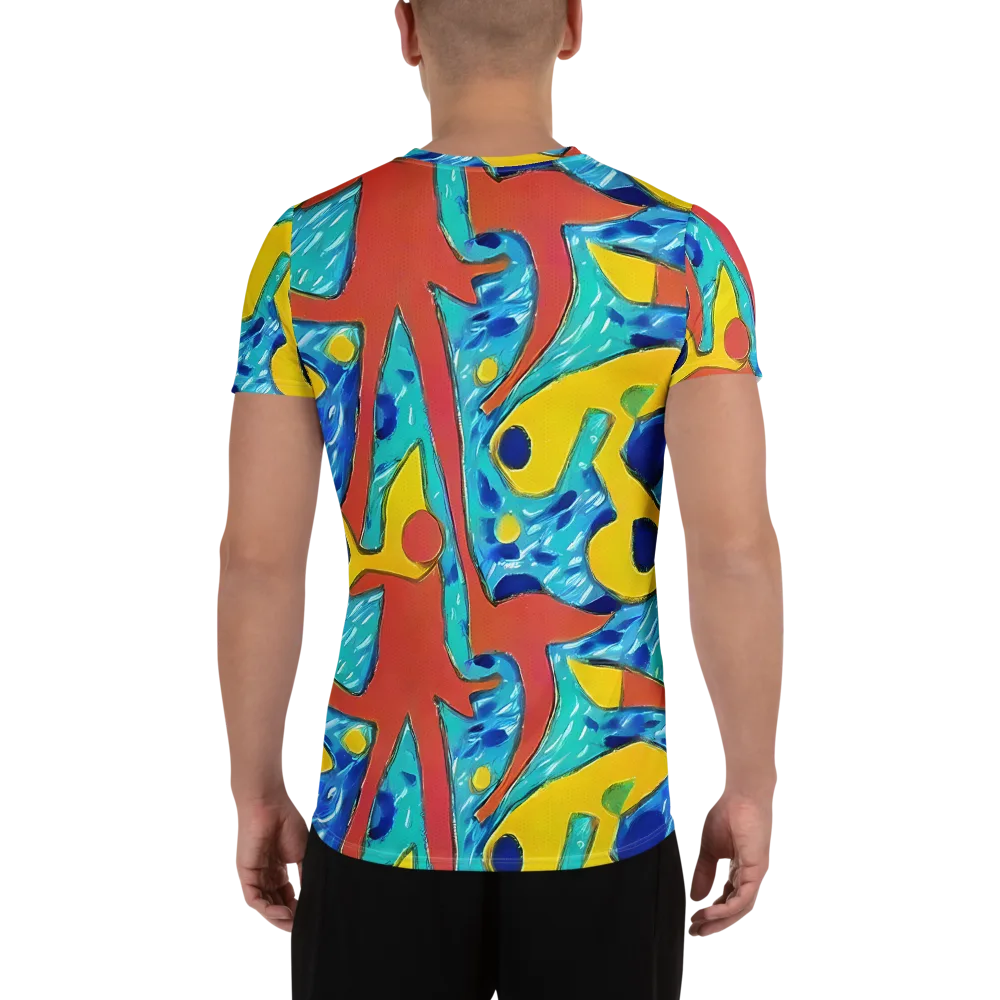 Aqua Uproar on Men's Athletic T-Shirt — Back