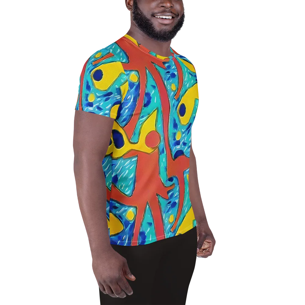 Aqua Uproar on Men's Athletic T-Shirt — Right