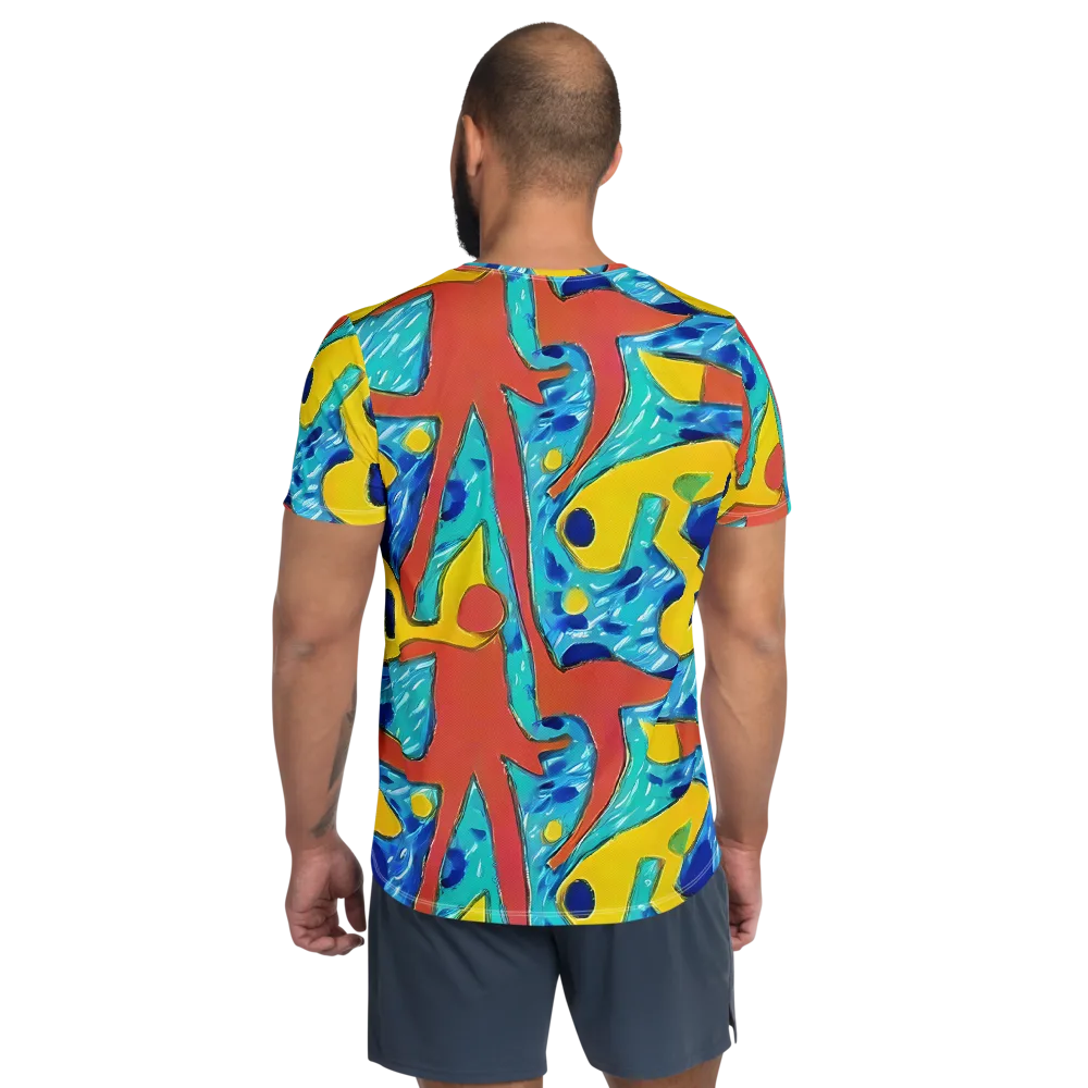 Aqua Uproar on Men's Athletic T-Shirt — Back