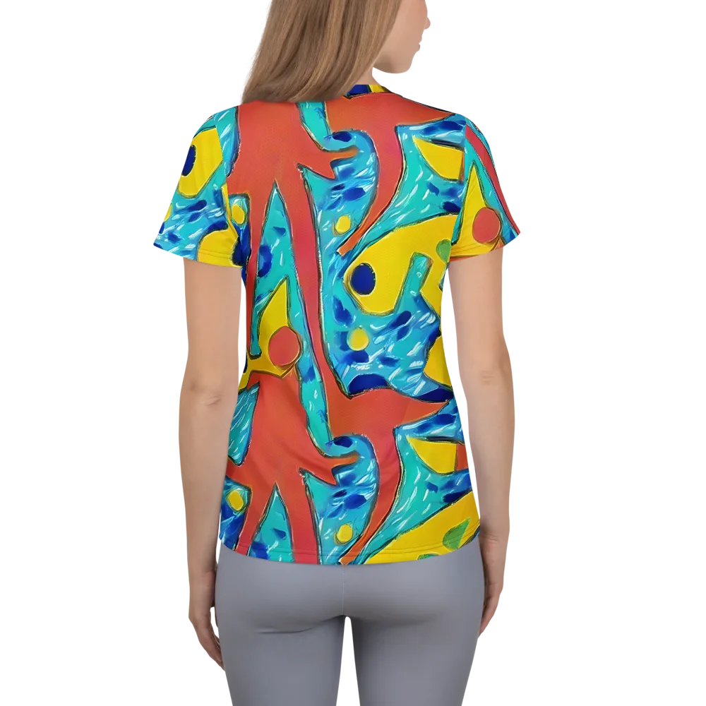 Aqua Uproar on Women's Athletic T-Shirt — Back