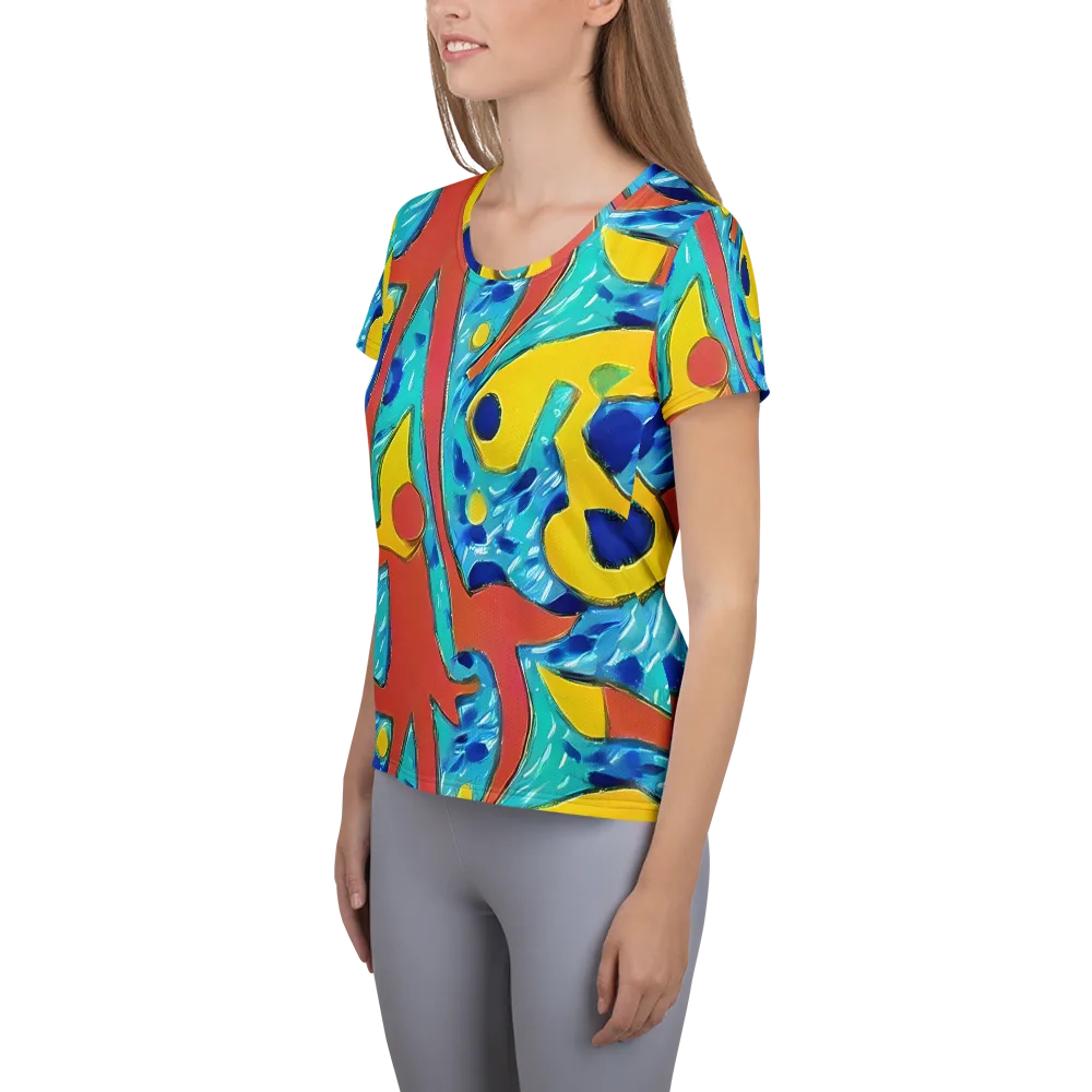 Aqua Uproar on Women's Athletic T-Shirt — Left