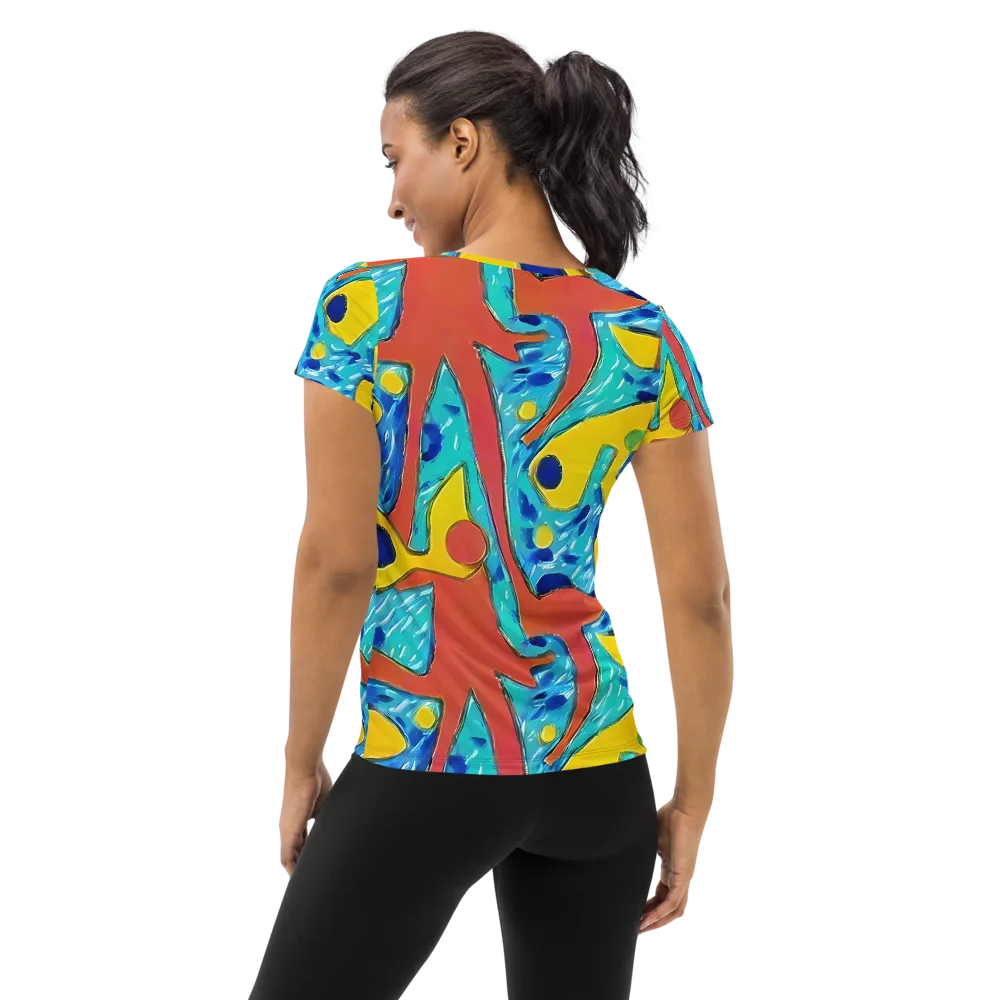Aqua Uproar on Women's Athletic T-Shirt — Back