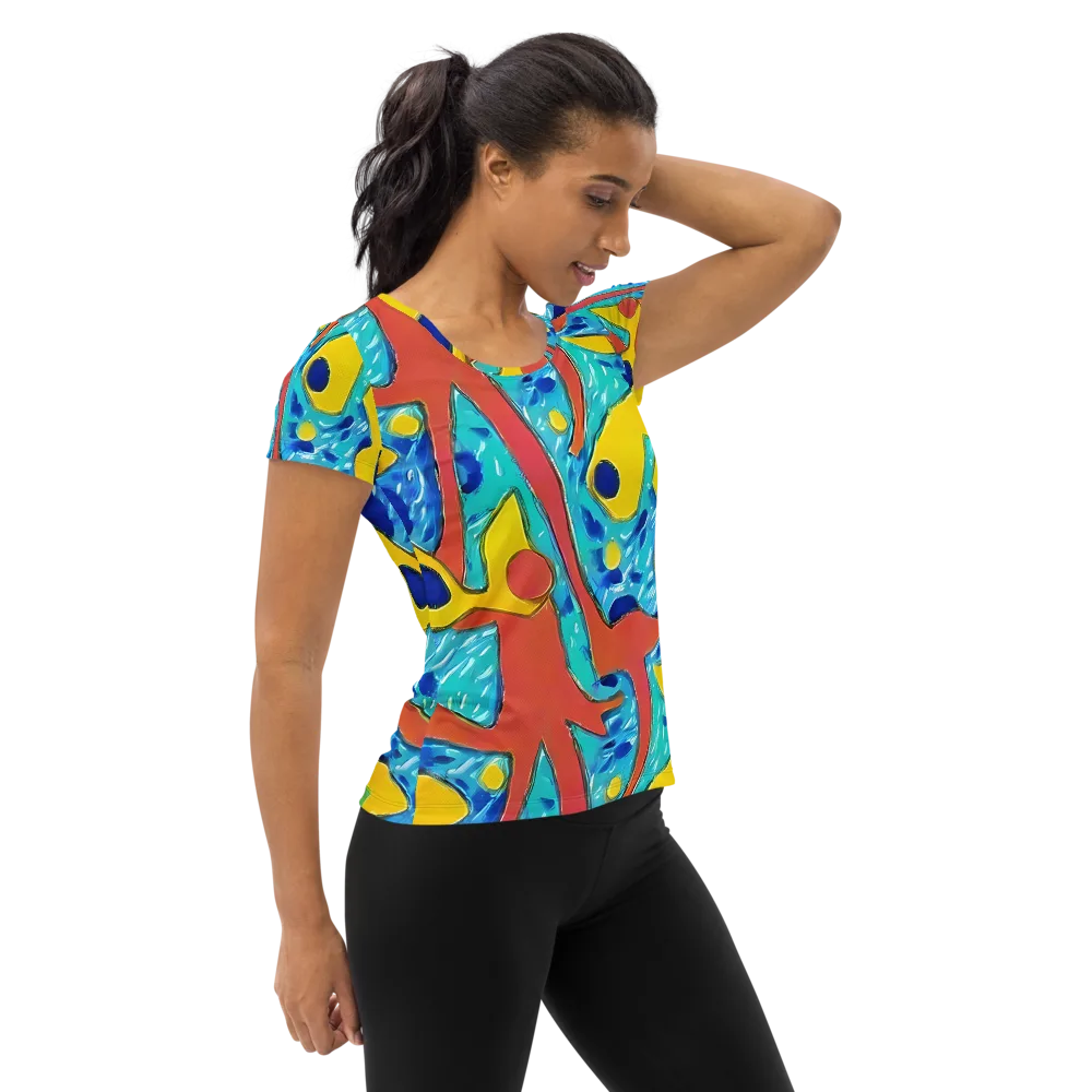 Aqua Uproar on Women's Athletic T-Shirt — Right