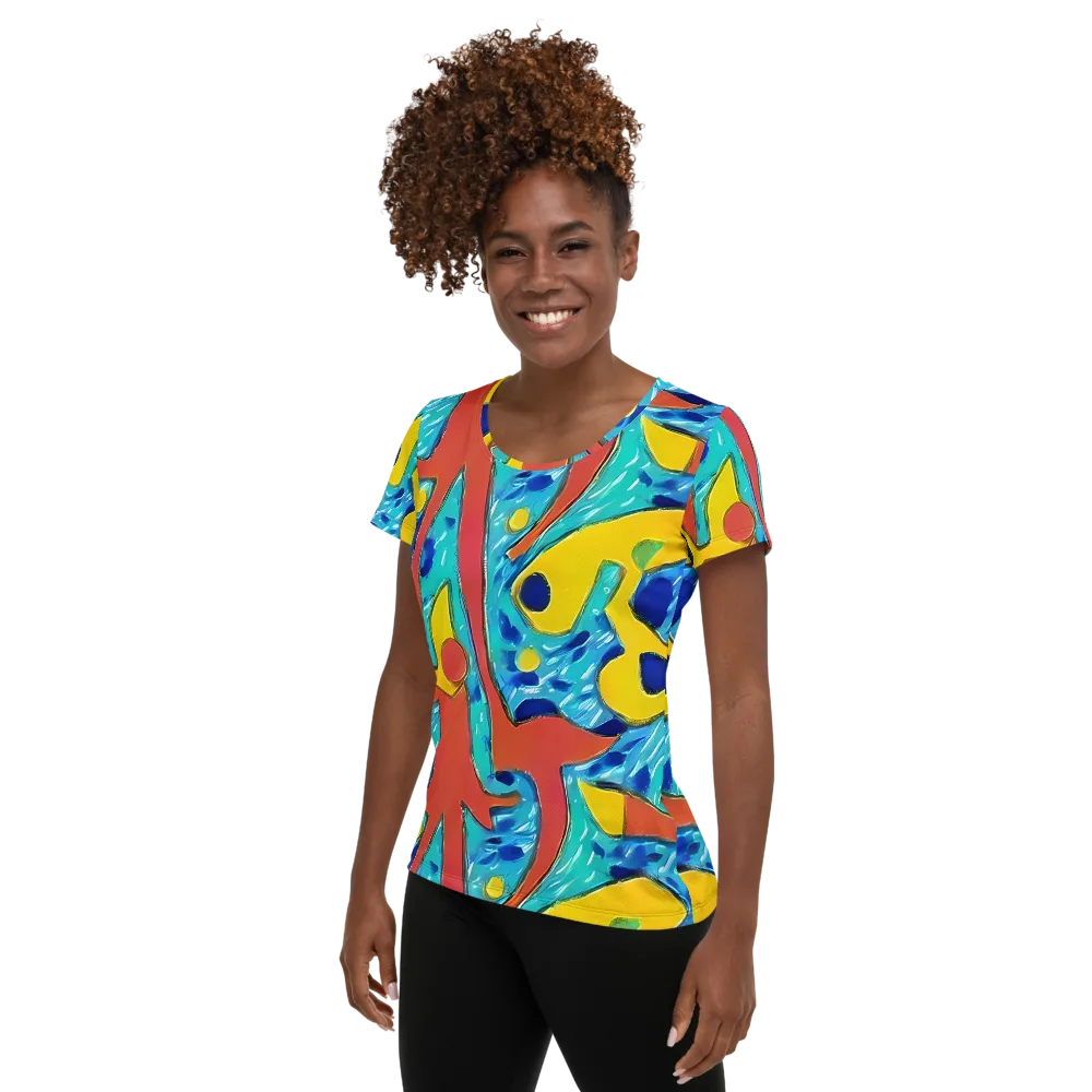 Aqua Uproar on Women's Athletic T-Shirt — Left