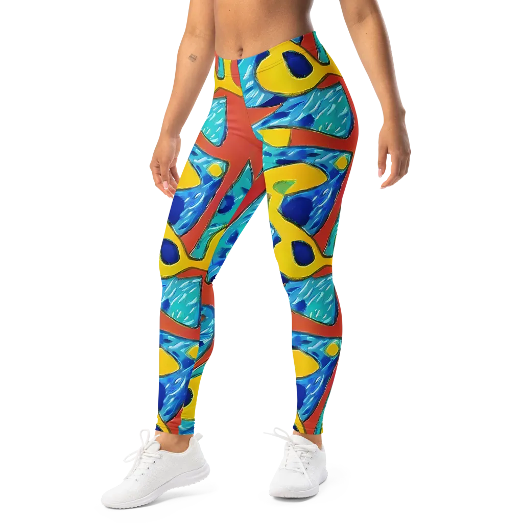 Aqua Uproar on Leggings — Left Front