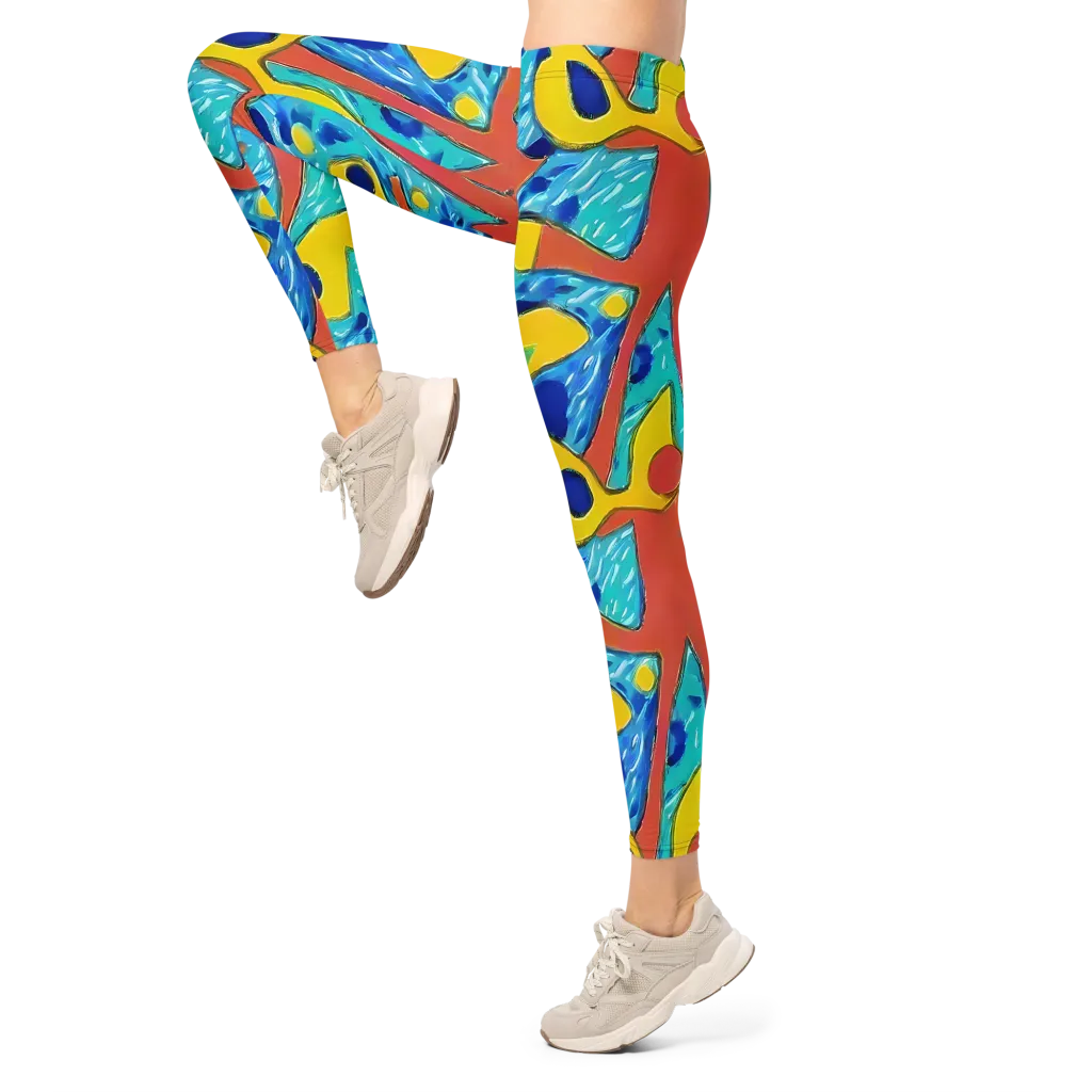 Aqua Uproar on Leggings — Left