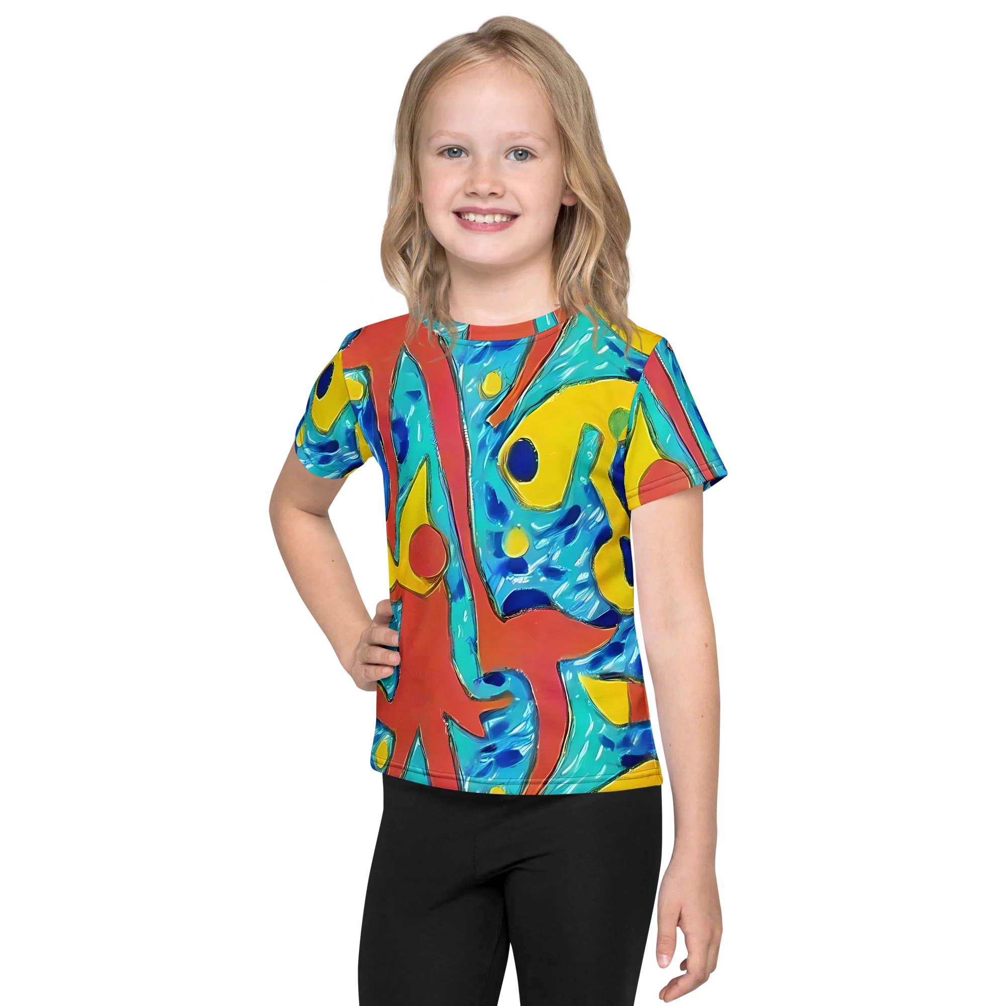 Aqua Uproar on Kids Crew Neck T-Shirt — Front