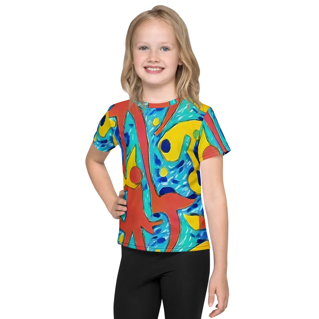 Aqua Uproar on Kids Crew Neck T-Shirt — Front
