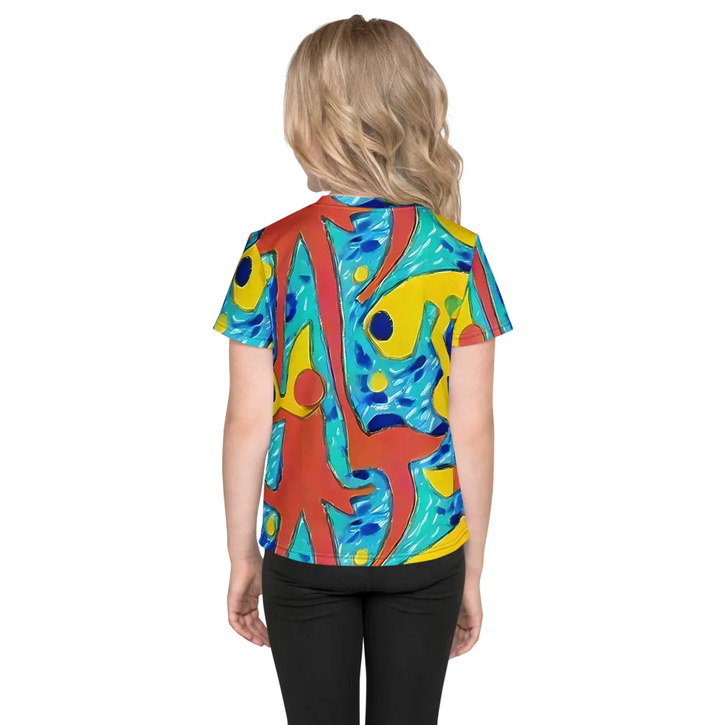 Aqua Uproar on Kids Crew Neck T-Shirt — Back