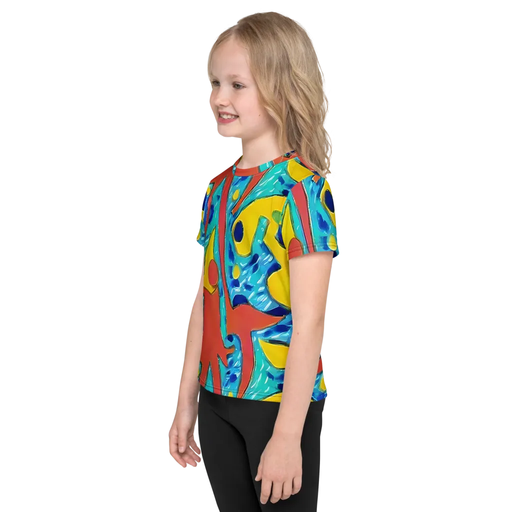 Aqua Uproar on Kids Crew Neck T-Shirt — Left