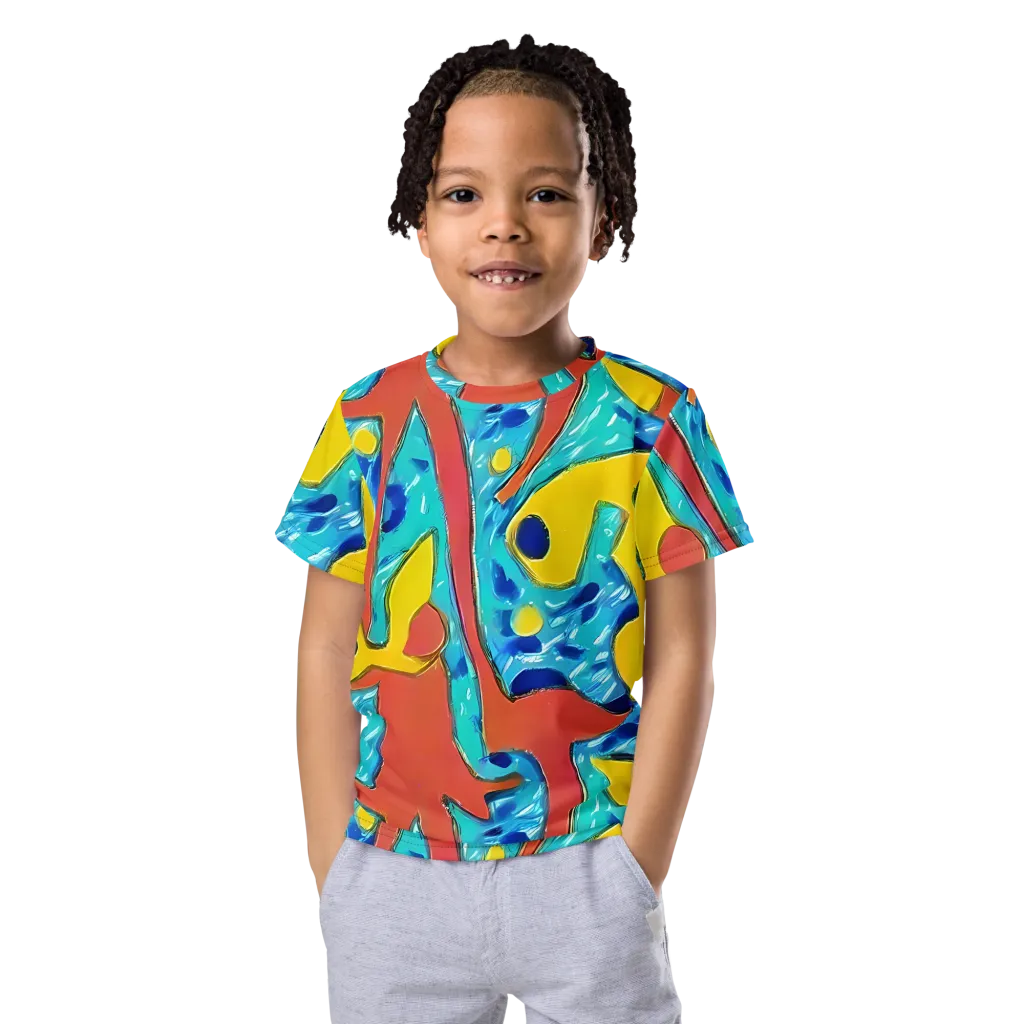 Aqua Uproar on Kids Crew Neck T-Shirt — Front