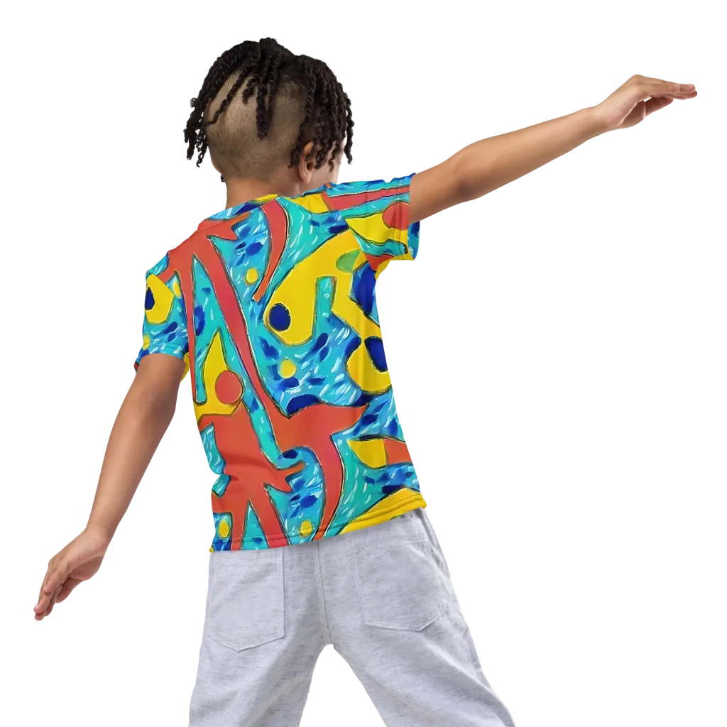 Aqua Uproar on Kids Crew Neck T-Shirt — Back