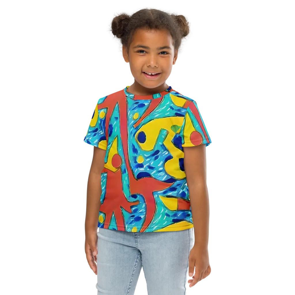 Aqua Uproar on Kids Crew Neck T-Shirt — Front