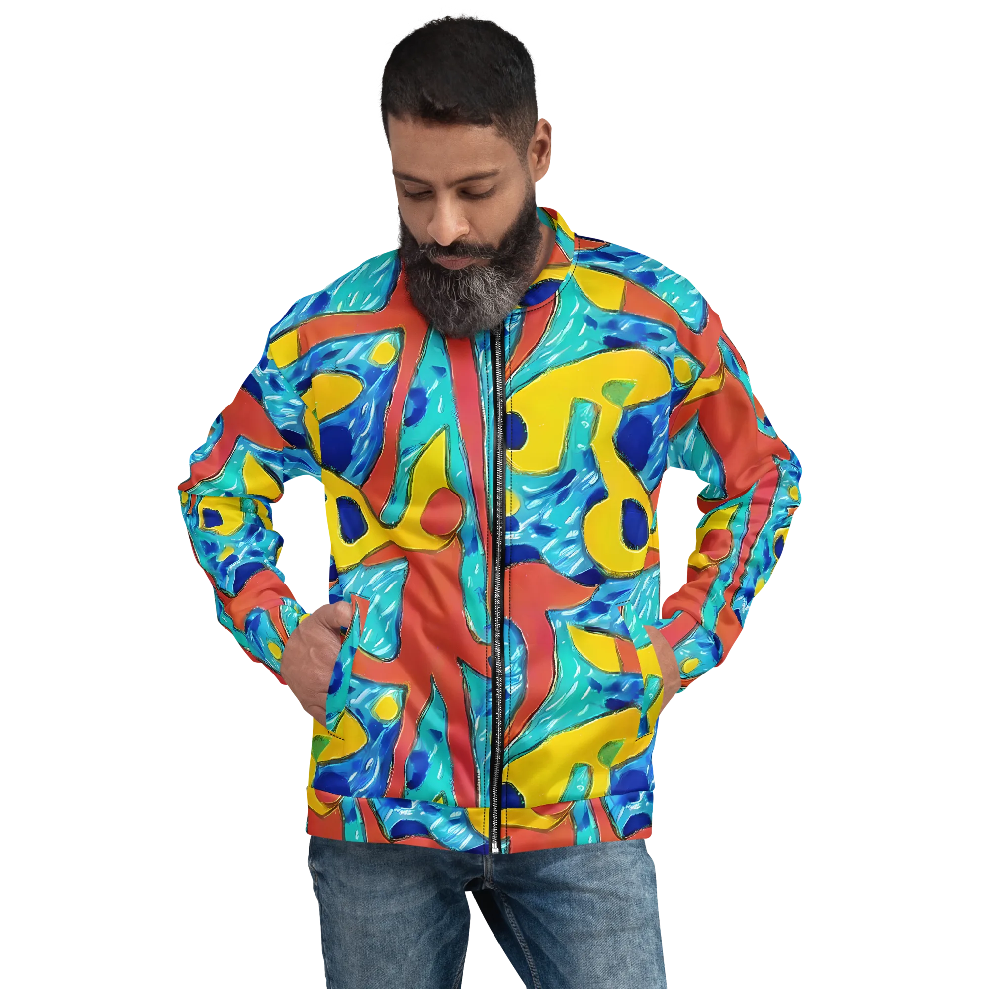 Aqua Uproar on Bomber Jacket — Front