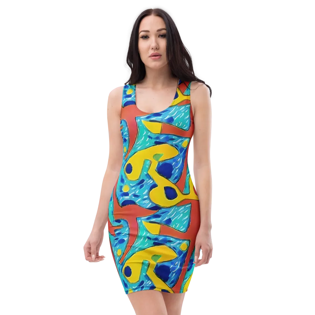 Aqua Uproar on Bodycon Dress — Front