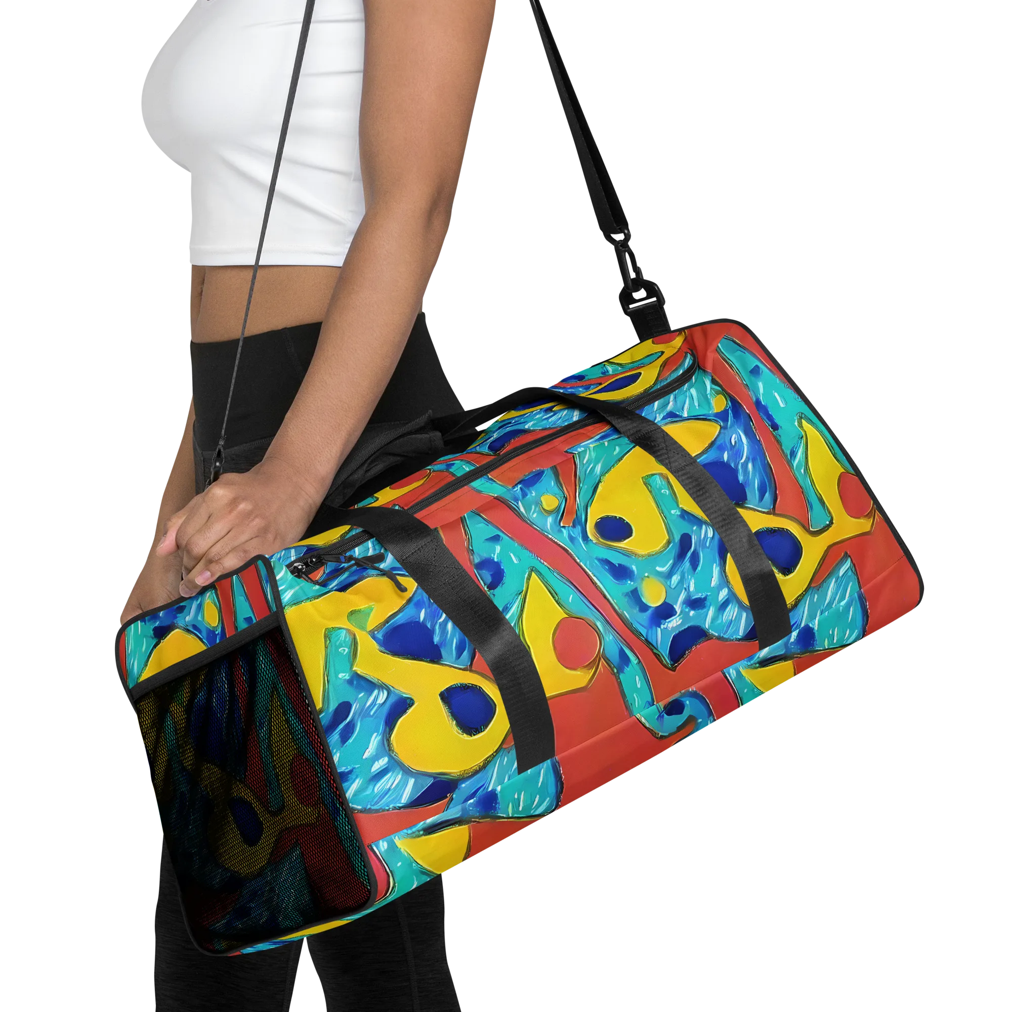 Aqua Uproar on Duffle Bag — Front