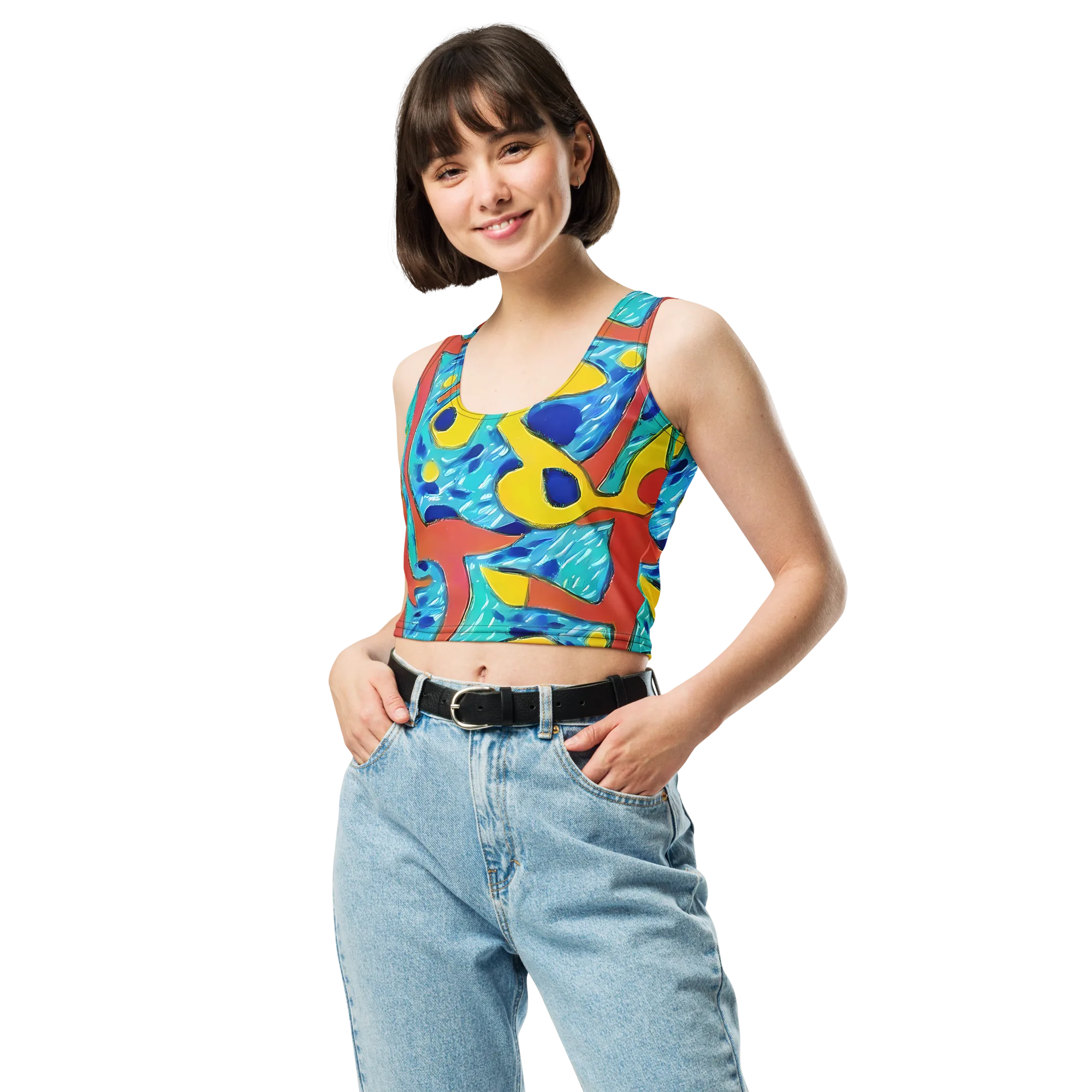 Aqua Uproar on Crop Top — Front