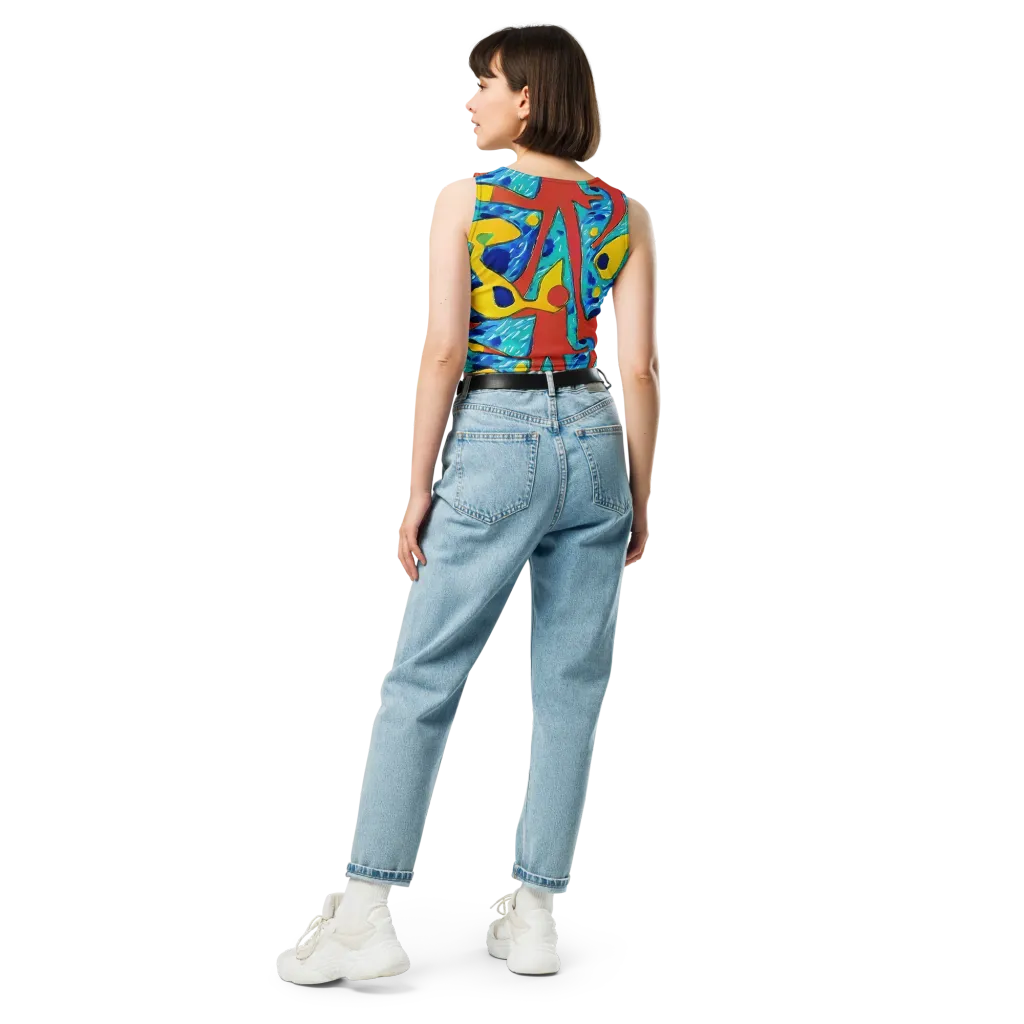 Aqua Uproar on Crop Top — Back