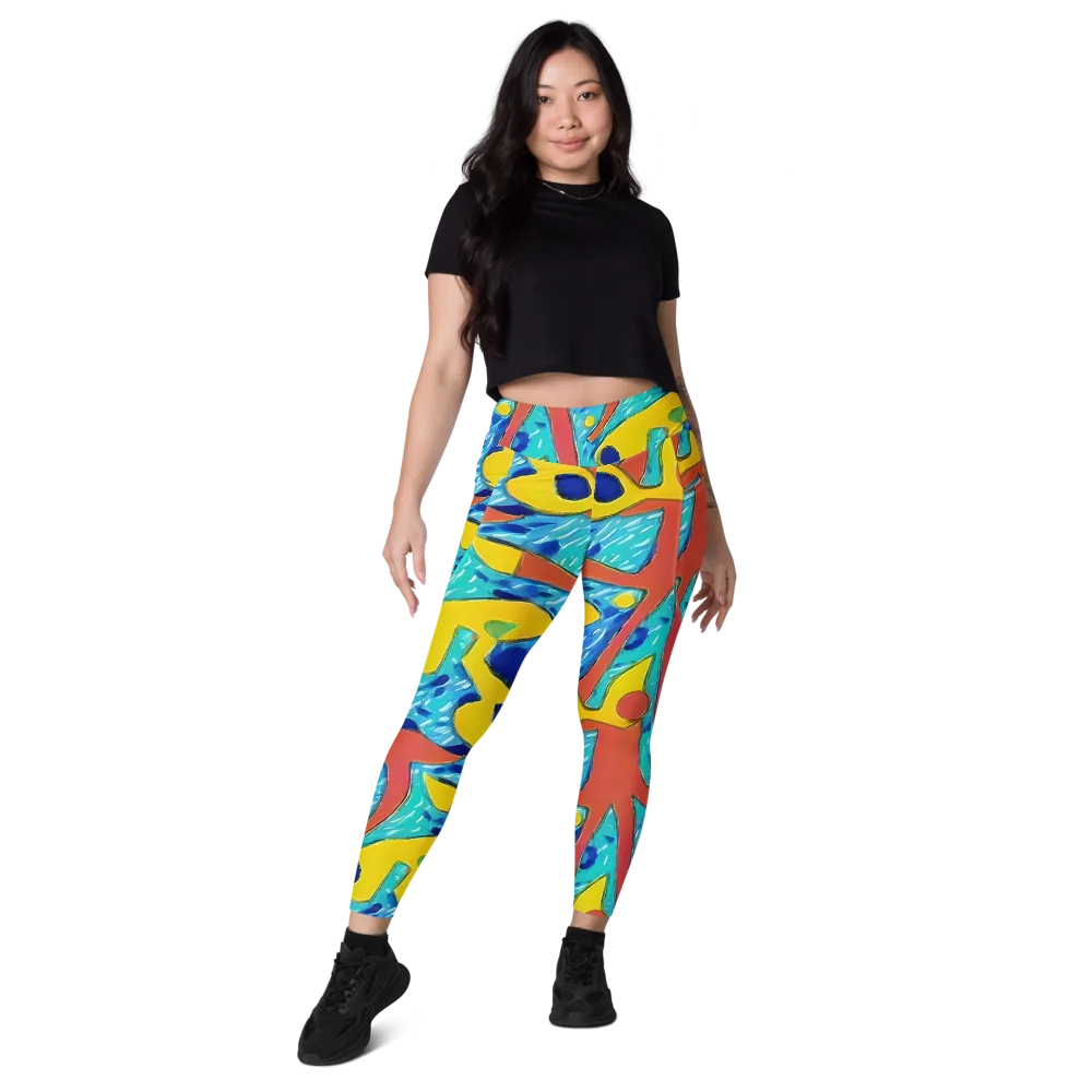 Aqua Uproar on Leggings with Pockets — Front