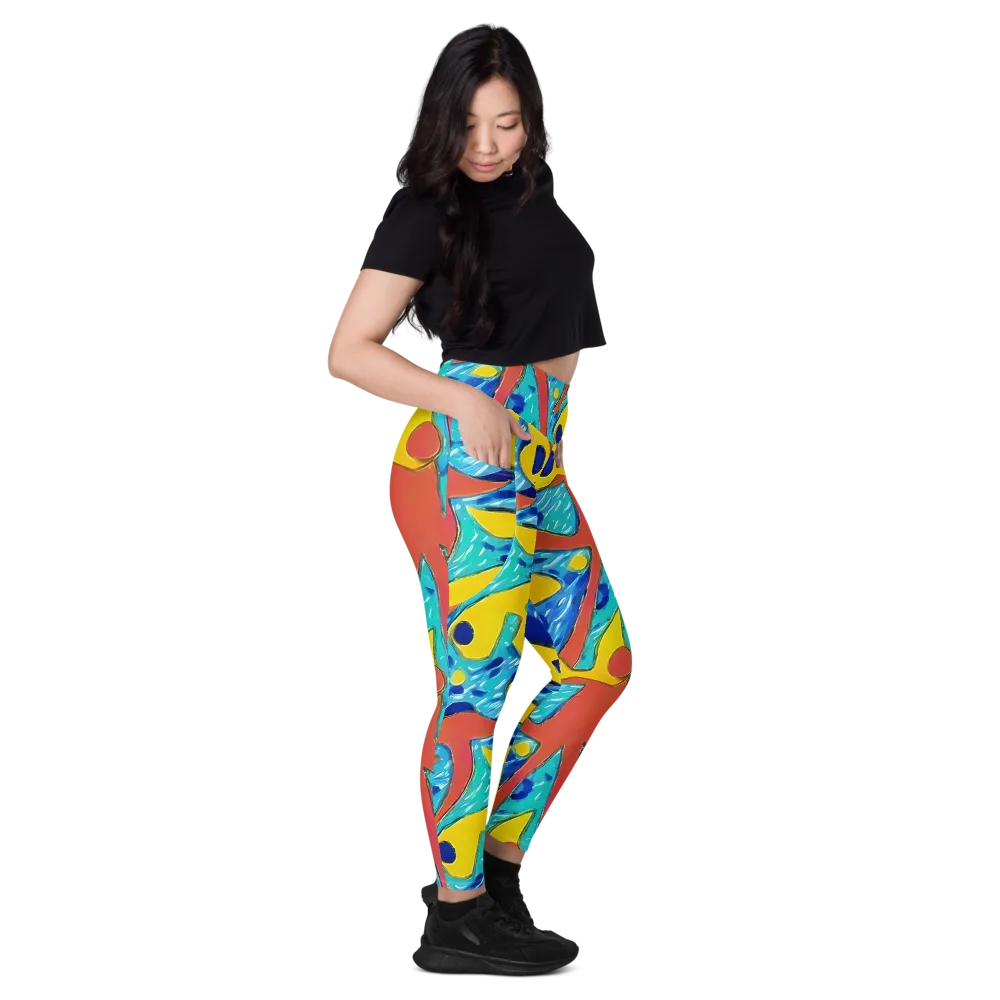Aqua Uproar on Leggings with Pockets — Right