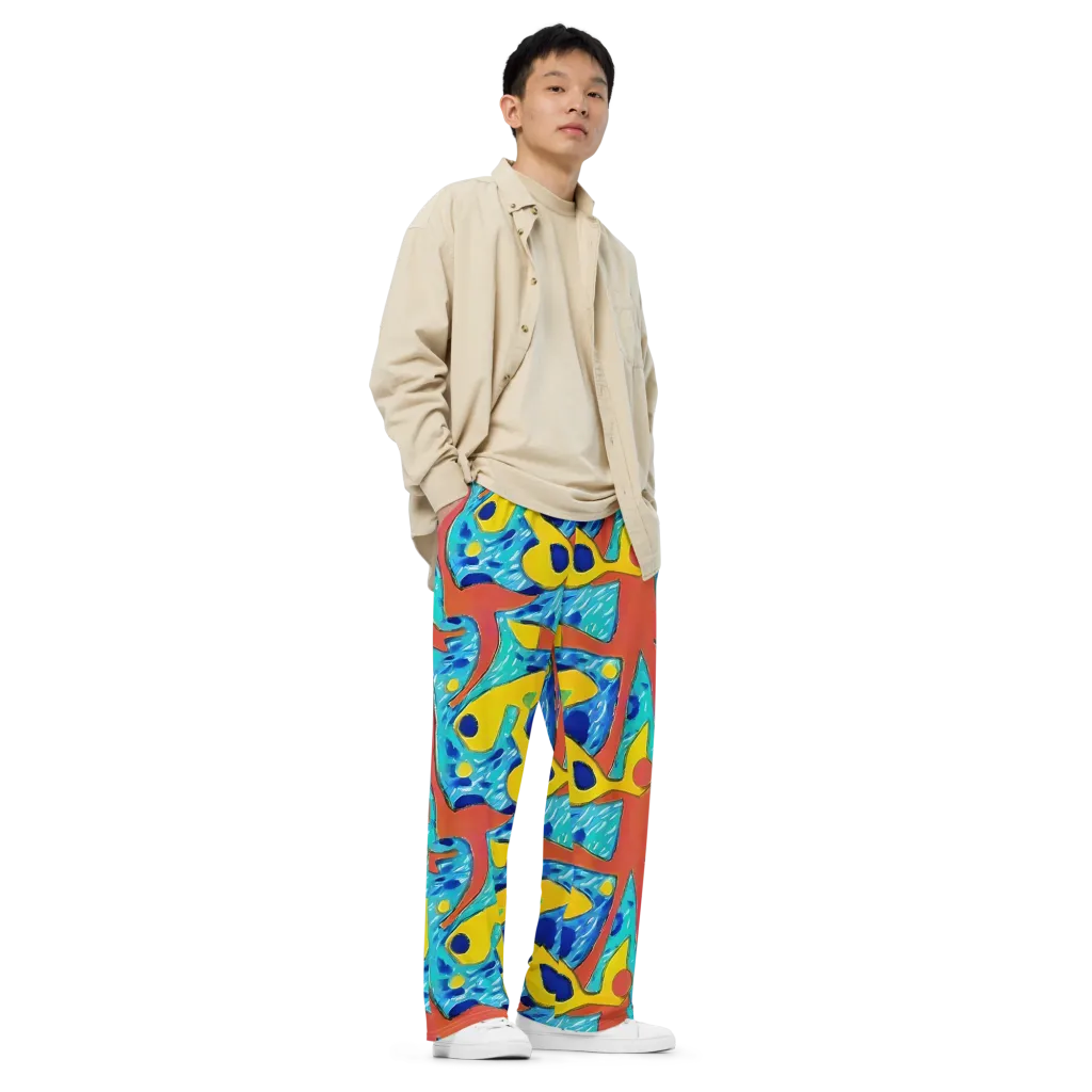 Aqua Uproar on Wide-Leg Pants — Right Front