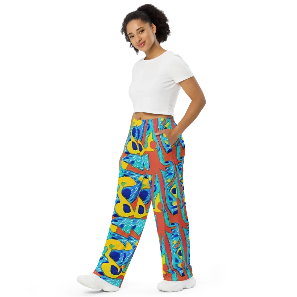 Aqua Uproar on Wide-Leg Pants — Left Front