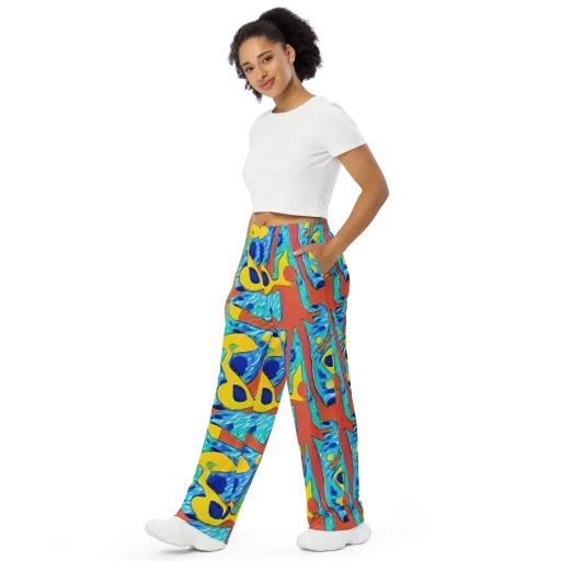 Aqua Uproar on a Wide-Leg Pants