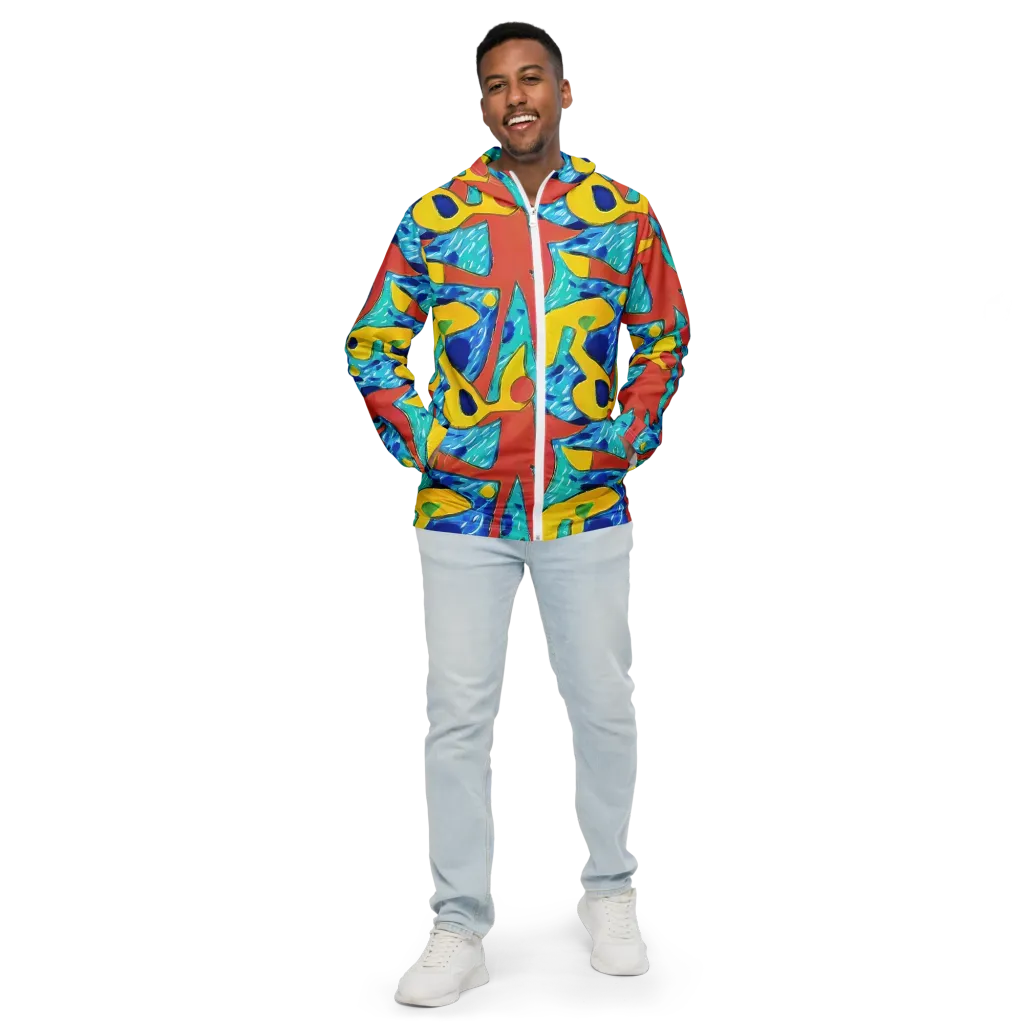 Aqua Uproar on Men's Windbreaker — Front