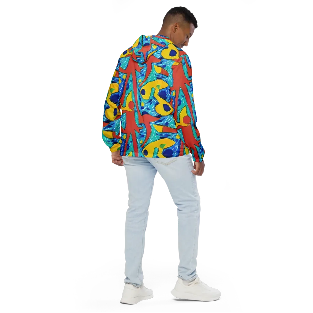 Aqua Uproar on Men's Windbreaker — Back