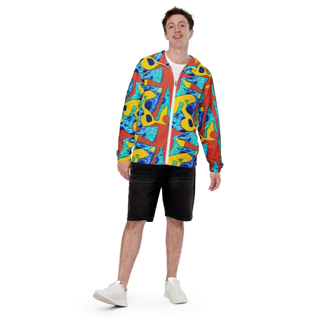 Aqua Uproar on Men's Windbreaker — Front